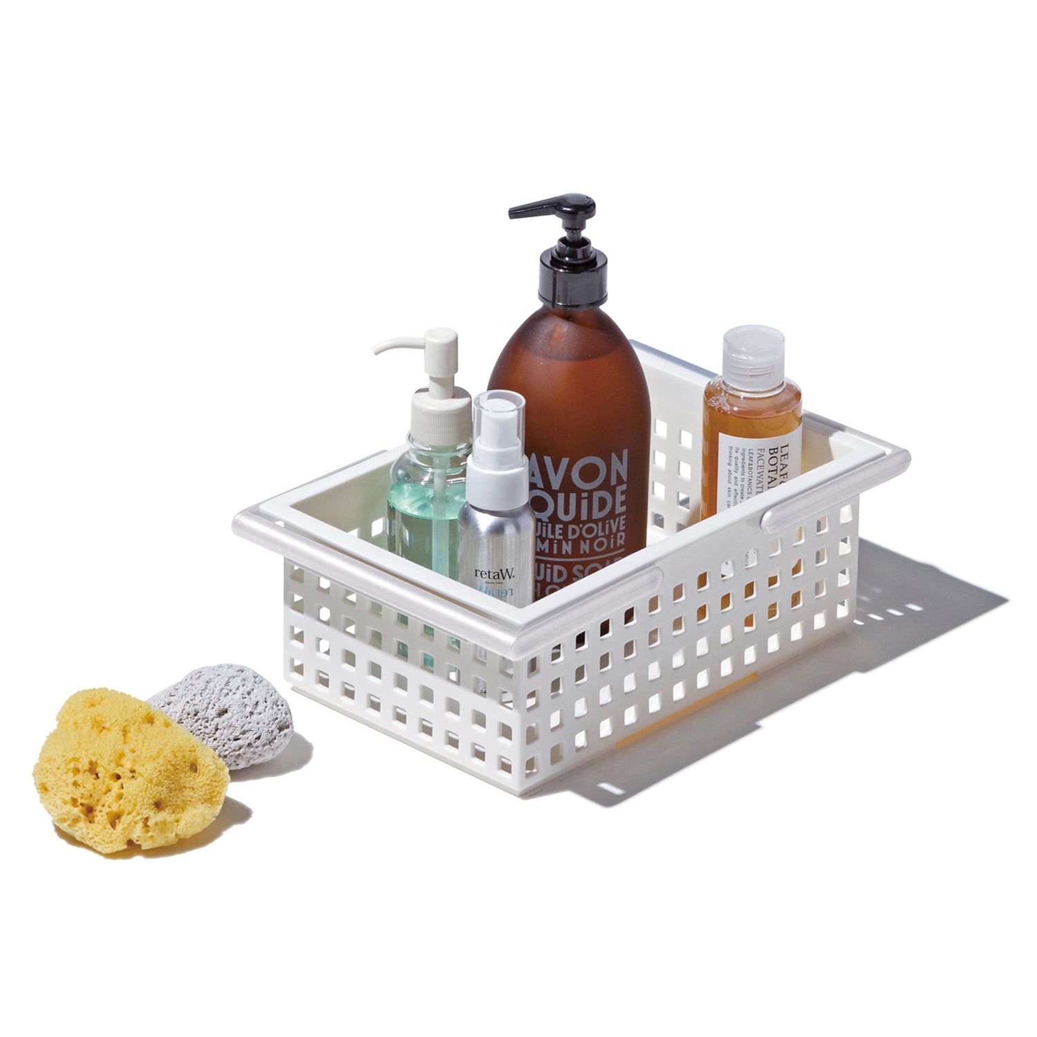 Like-It Universal Stacking Plastic Bathroom Storage Organizer Basket Tote, White