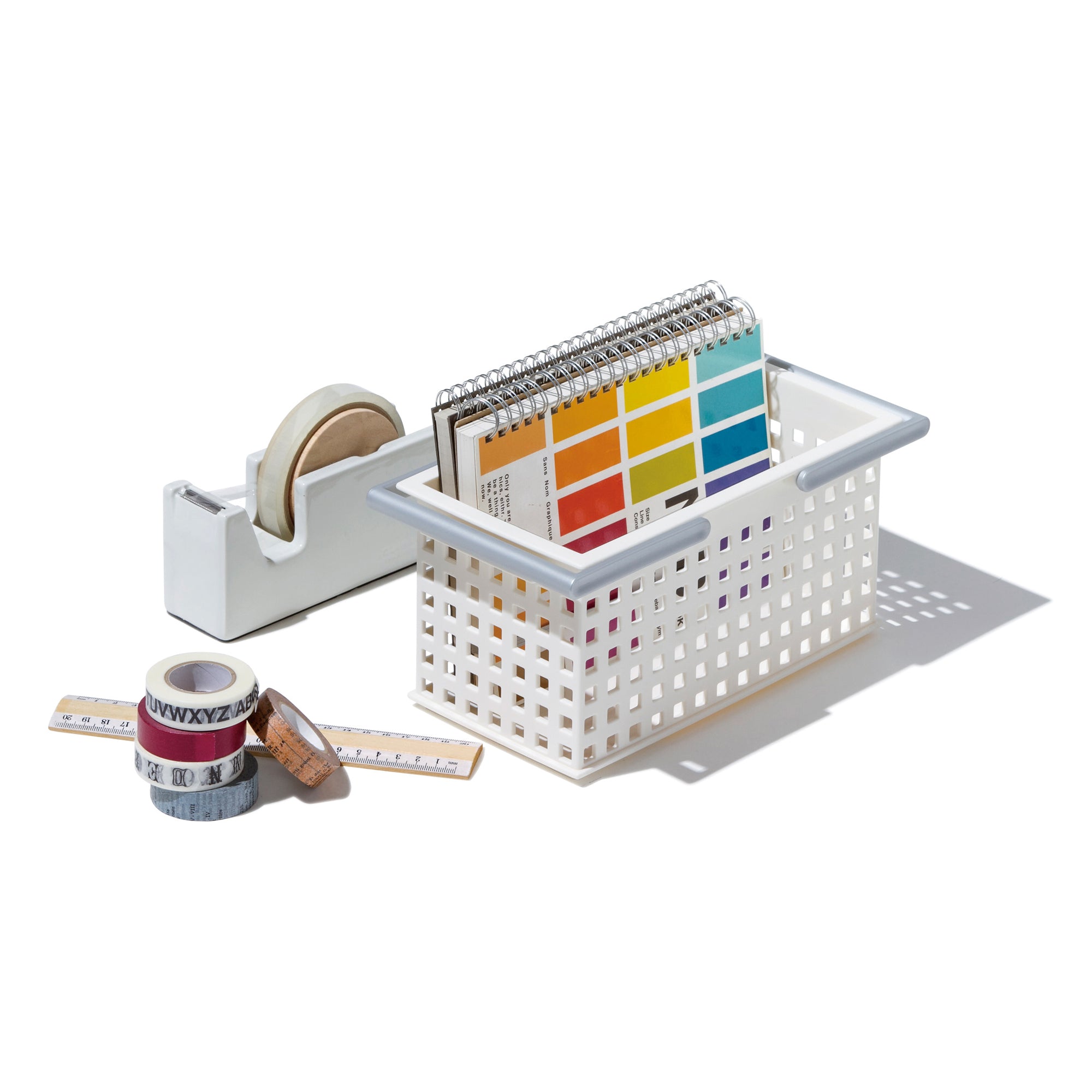 Like-It SCC-4 Universal Stacking Bathroom Storage Organizer Basket Tote, White
