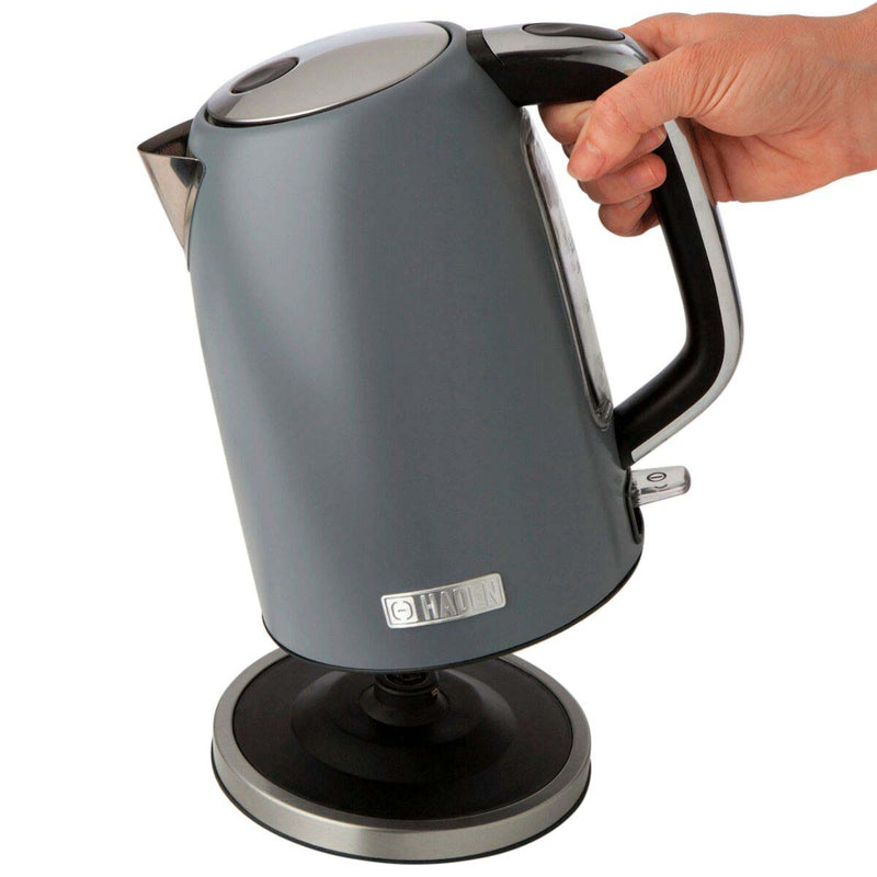 Haden Perth 1.7 Liter Stainless Steel Electric Kettle with Auto Shut-Off, Gray