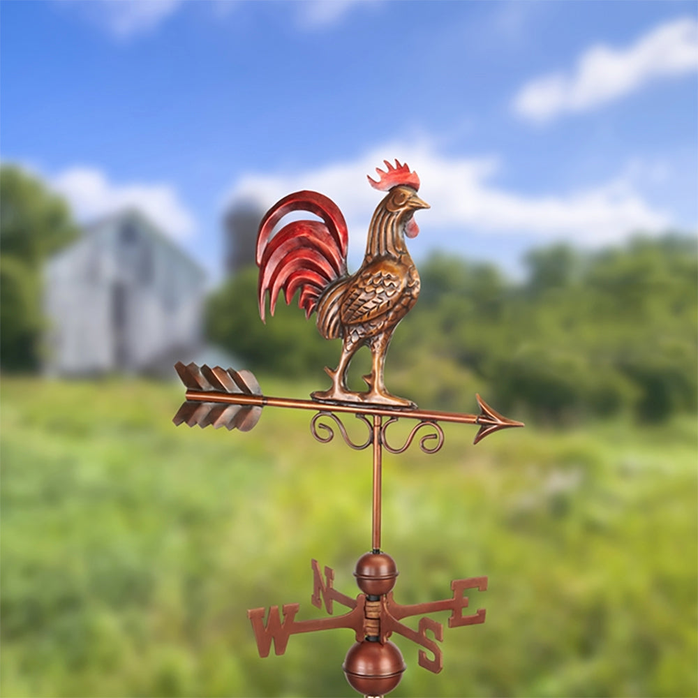 Good Directions 22 Gauge Copper Outdoor Bantam Red Rooster Weathervane (Used)