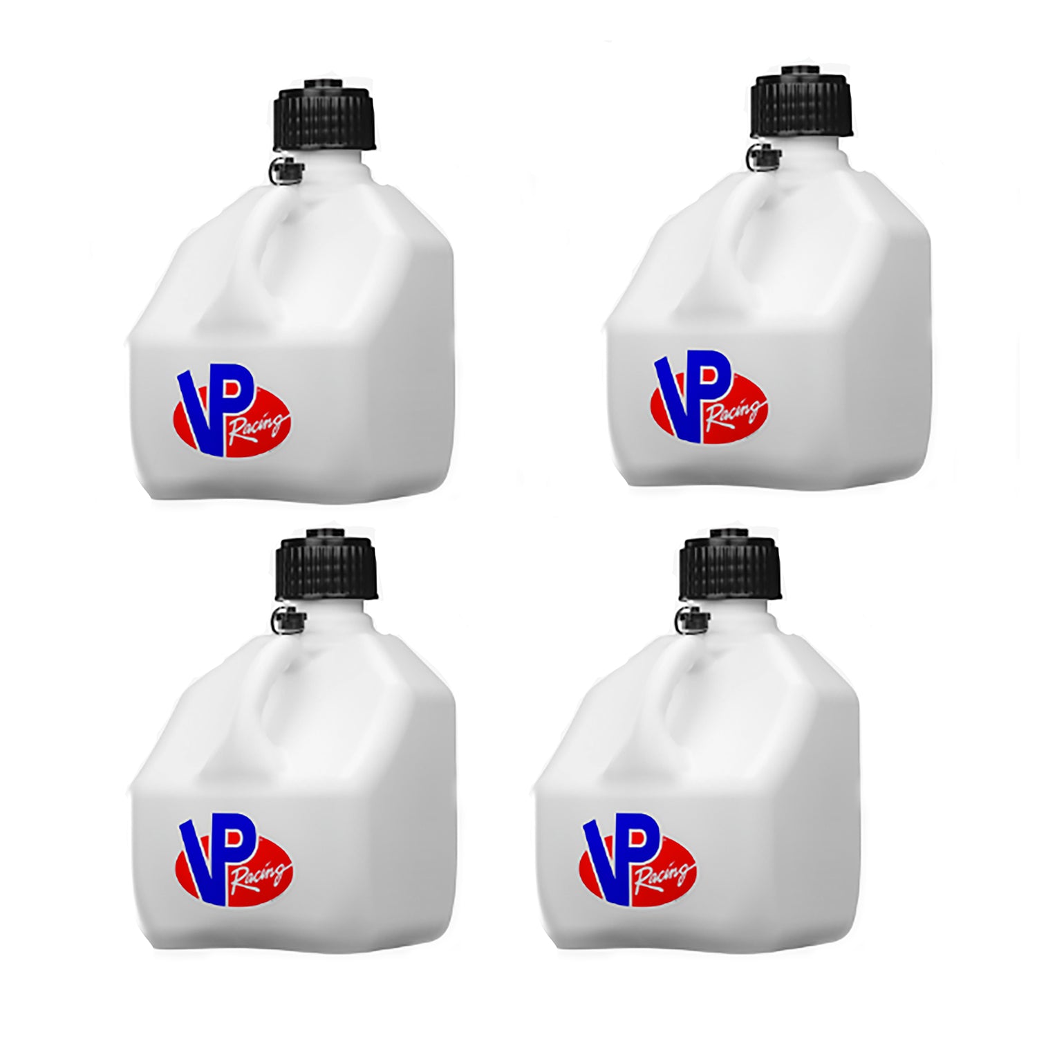 VP Racing 3 Gallon Square Heavy Duty Racing Utility Jug, White (4 Pack)