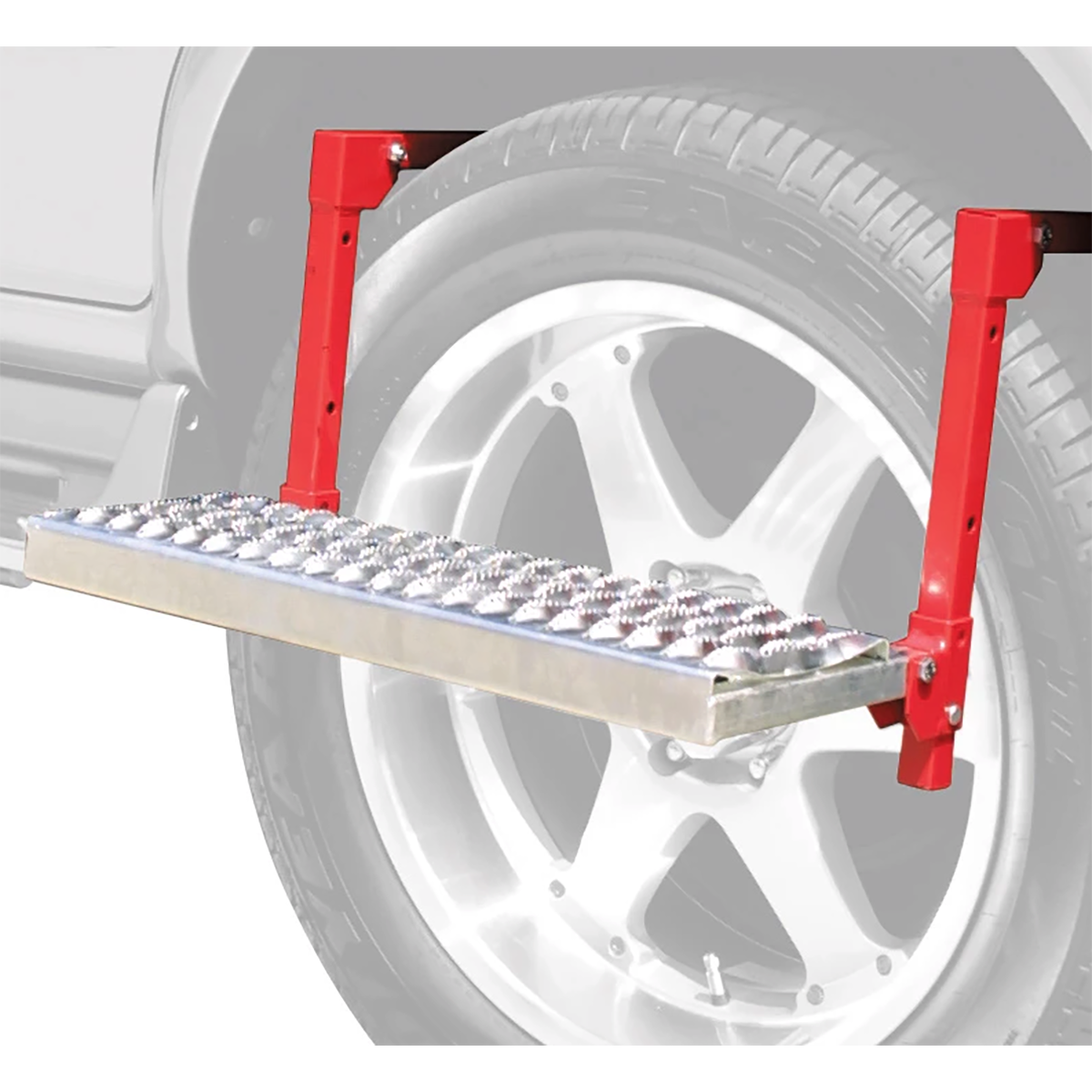 Powerbuilt Non Slip 4 Position Truck and Car Tire Service Step, Red (2 Pack)