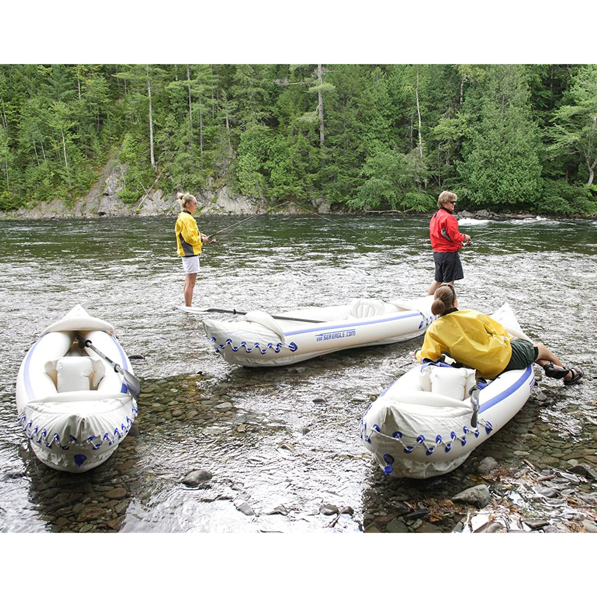 Sea Eagle 330 Deluxe 2 Person Inflatable Sport Kayak Canoe Boat w/ Pump & Oars