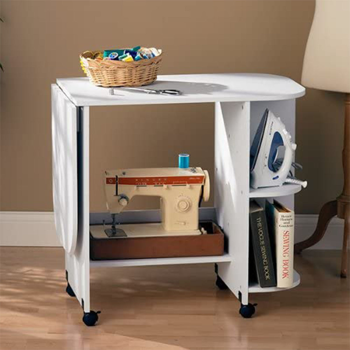 SEI Furniture Eaton Expandable Rolling Craft Station Sewing Table (Open Box)