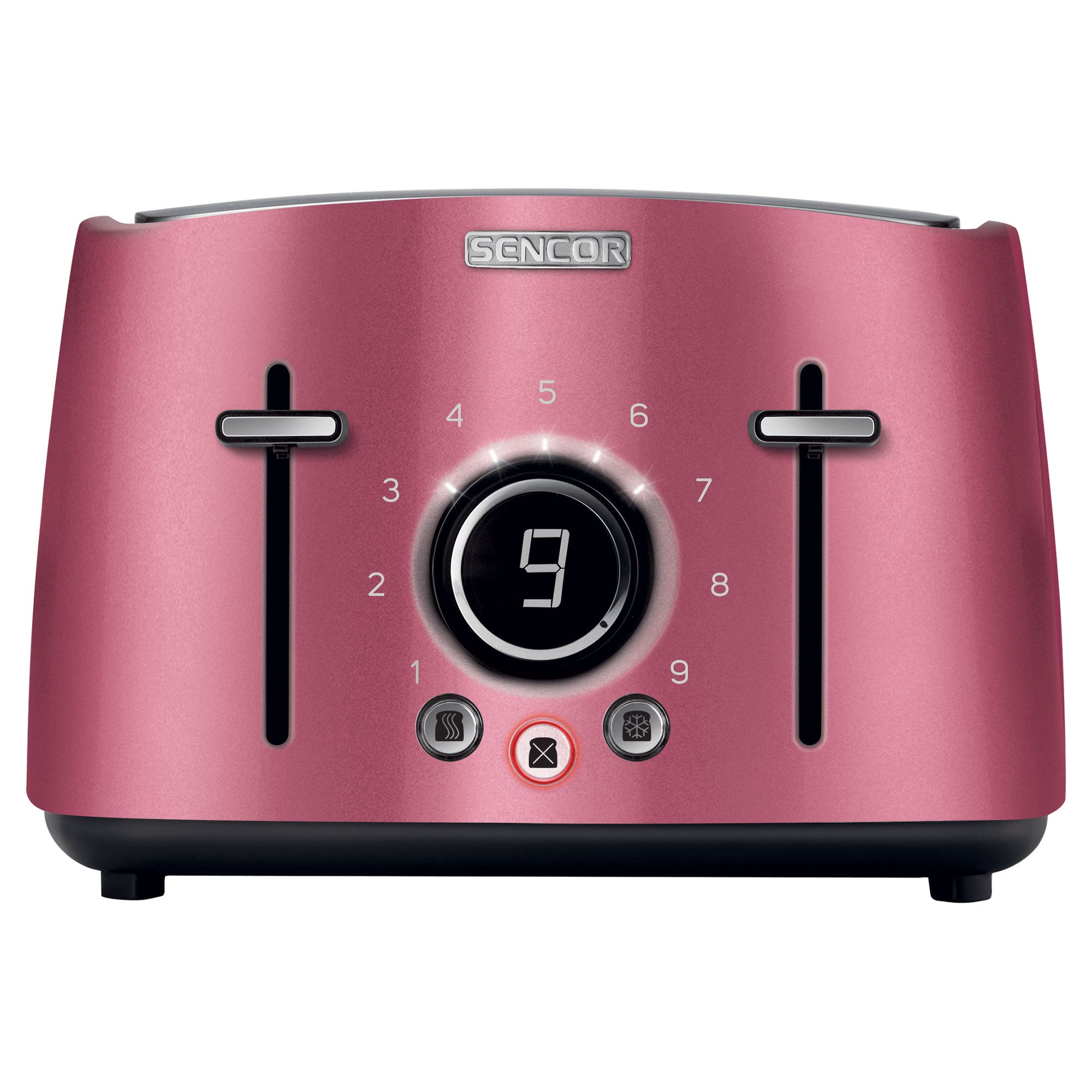 Sencor STS 6074RD Electric Wide 4 Slice High Lift Toaster w/ Rack, Metallic Red