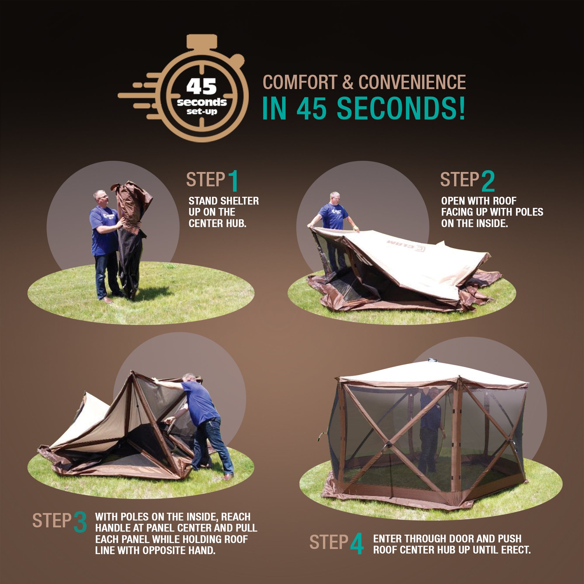 Quick-Set Venture Portable Gazebo Canopy Shelter Screen Tent, Beige (Used) - VMInnovations