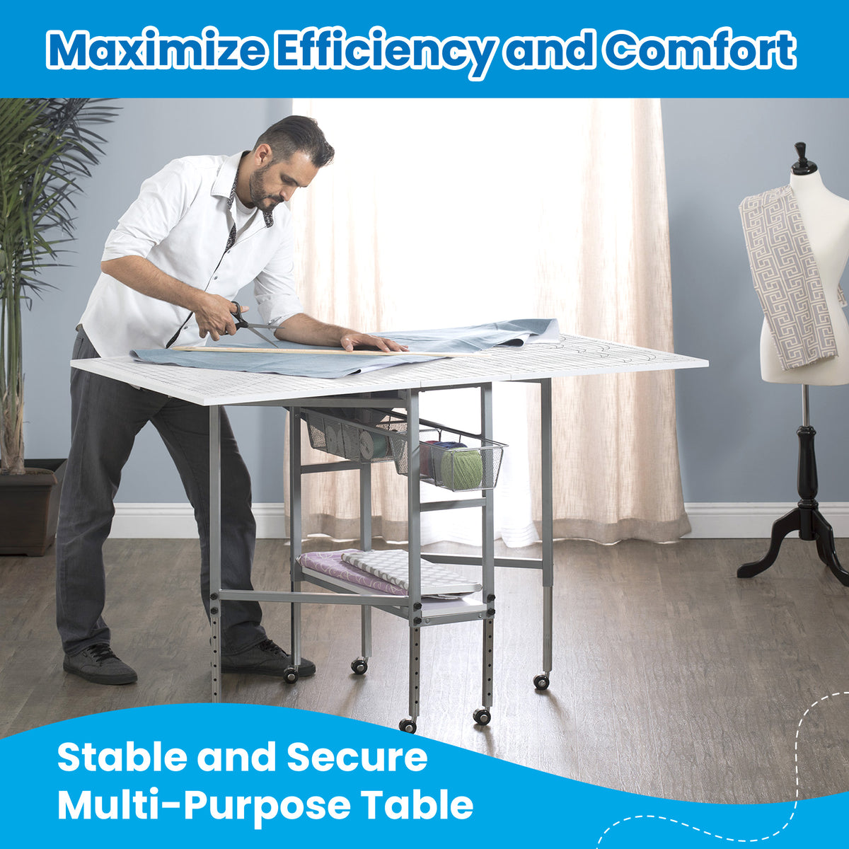 Sew Ready Foldable Hobby and Cutting Grid Table with Storage for Arts and Crafts