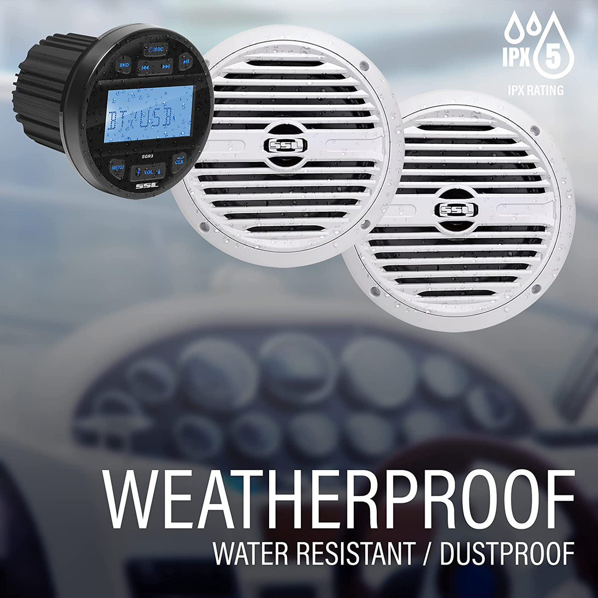 SOUNDSTORM Marine Grade 60W Bluetooth Audio Receiver and 7.5" 2 Way Speakers
