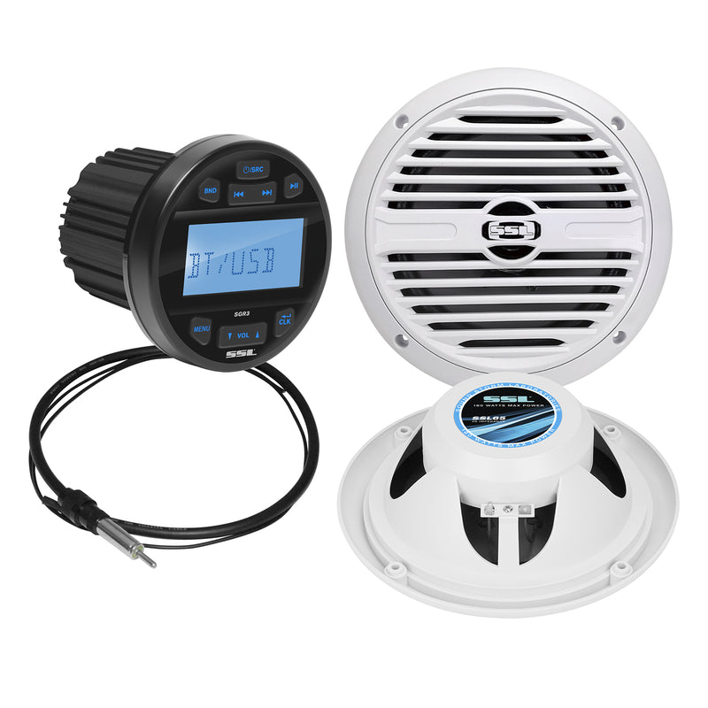 SOUNDSTORM Marine Grade 60W Bluetooth Audio Receiver and 7.5" 2 Way Speakers
