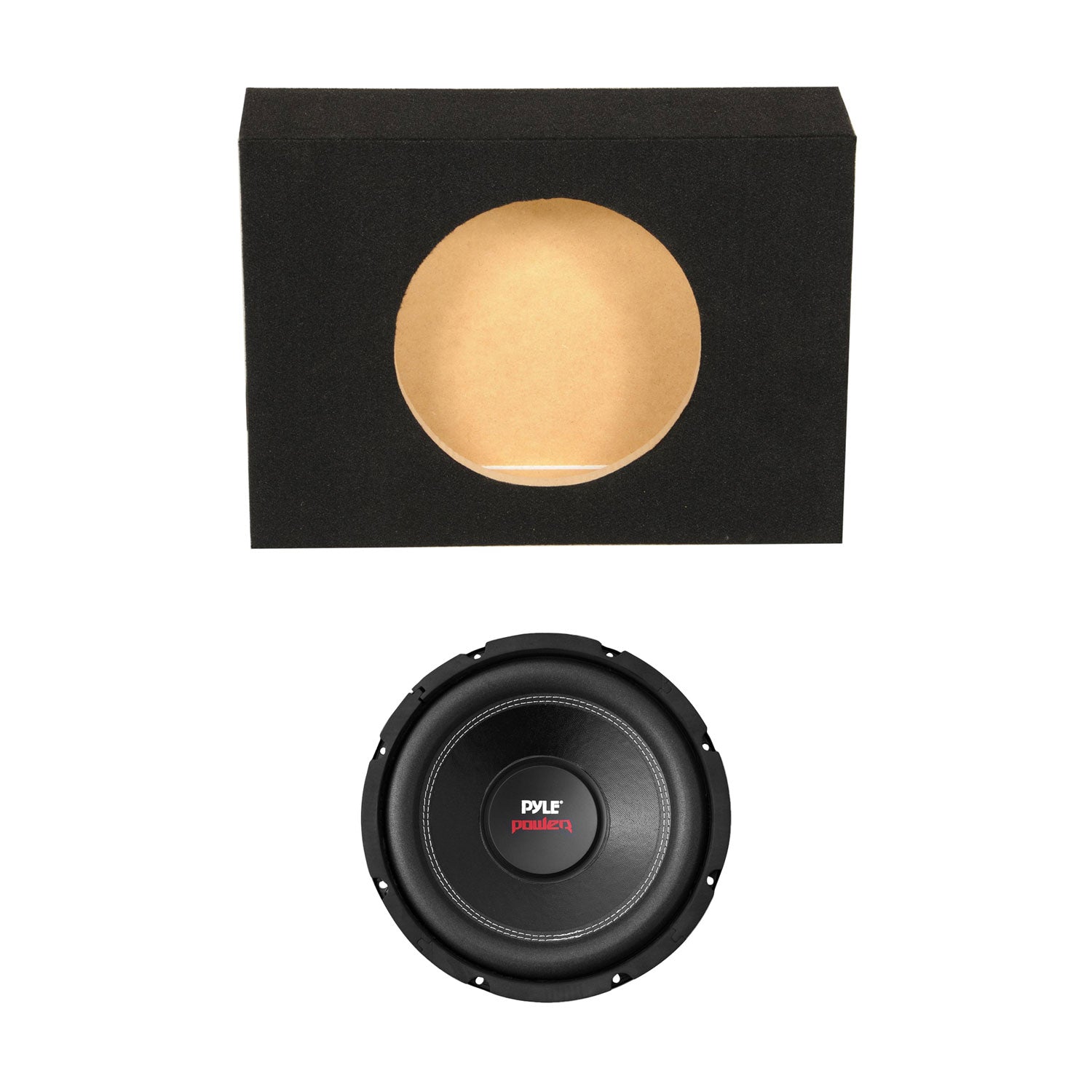 QPower Single 10 Inch Subwoofer Enclosure Box and Pyle 1000 Watt DVC Subwoofer