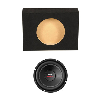 QPower Single 10 Inch Subwoofer Enclosure Box and Pyle 1000 Watt DVC Subwoofer