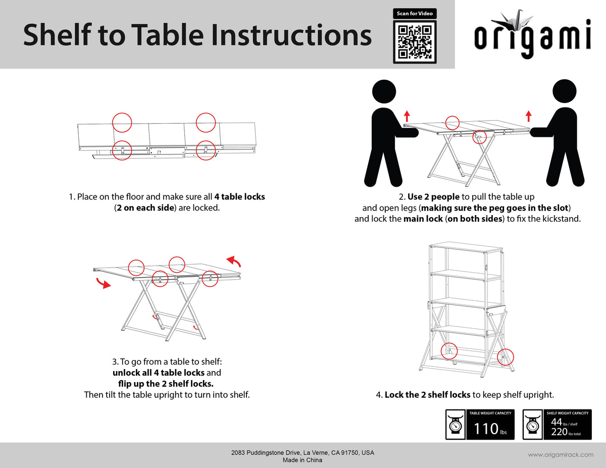 Origami 2 in 1 Wooden Display Storage Shelf To Table Desk Unit (Open Box)