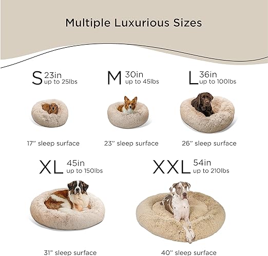 Best Friends by Sheri Luxury 45" Shag Faux Fur Donut Cuddler Pet Bed, Taupe