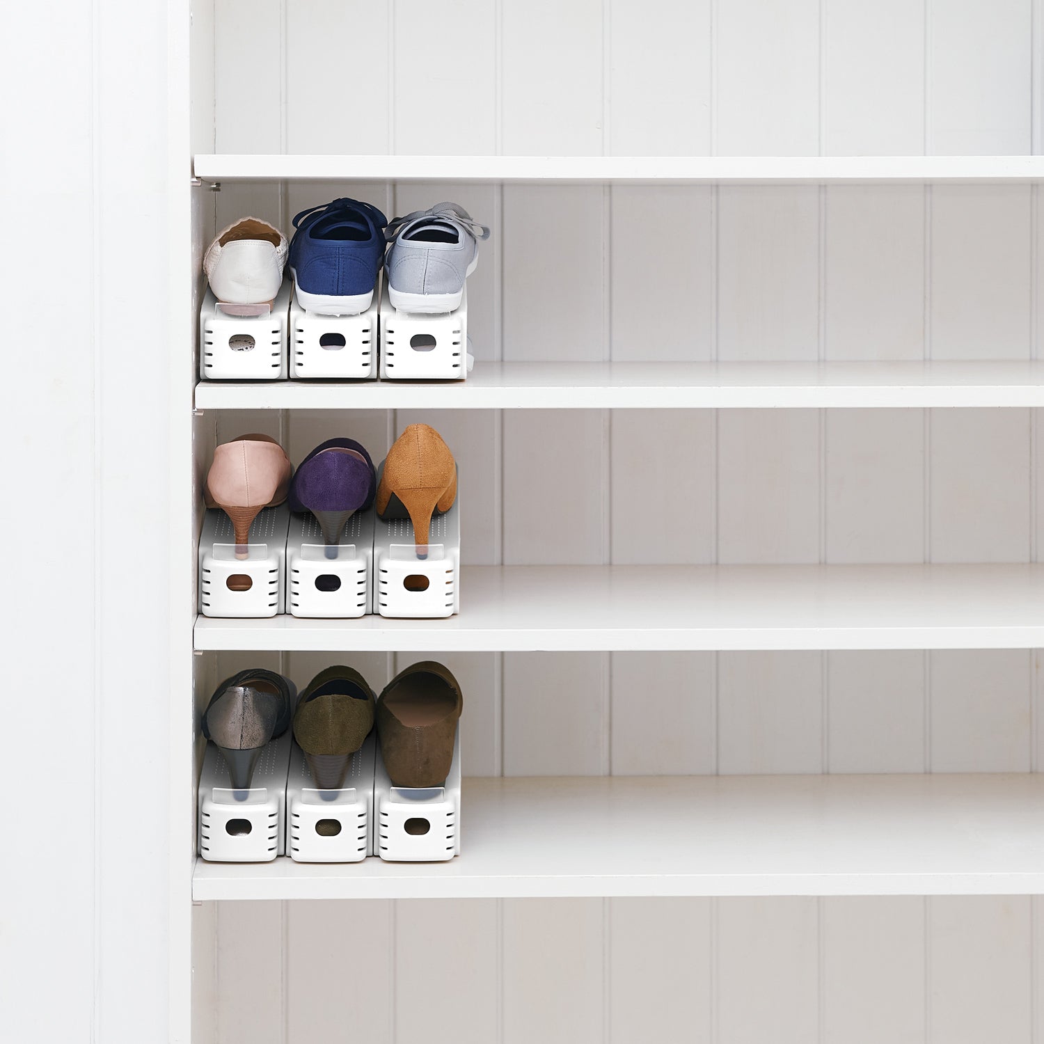 Like-It Space Saving Closet Organizer Storage Stackable Shoe Holder (24 Pack) - VMInnovations