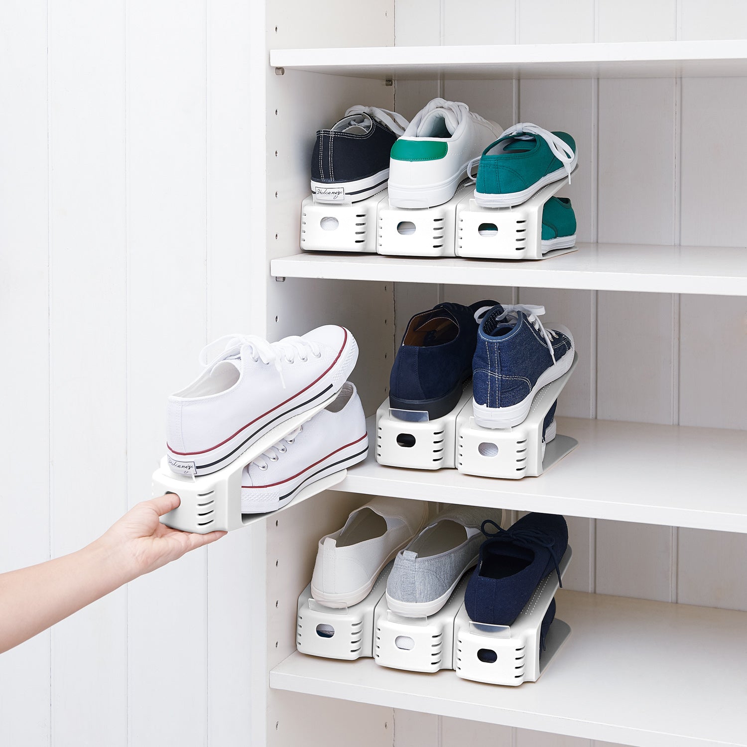 Like-It Space Saving Closet Organizer Storage Stackable Shoe Holder (24 Pack) - VMInnovations
