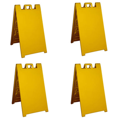 Plasticade Signicade A Frame Portable Folding Sidewalk Sign, Yellow (4 Pack)