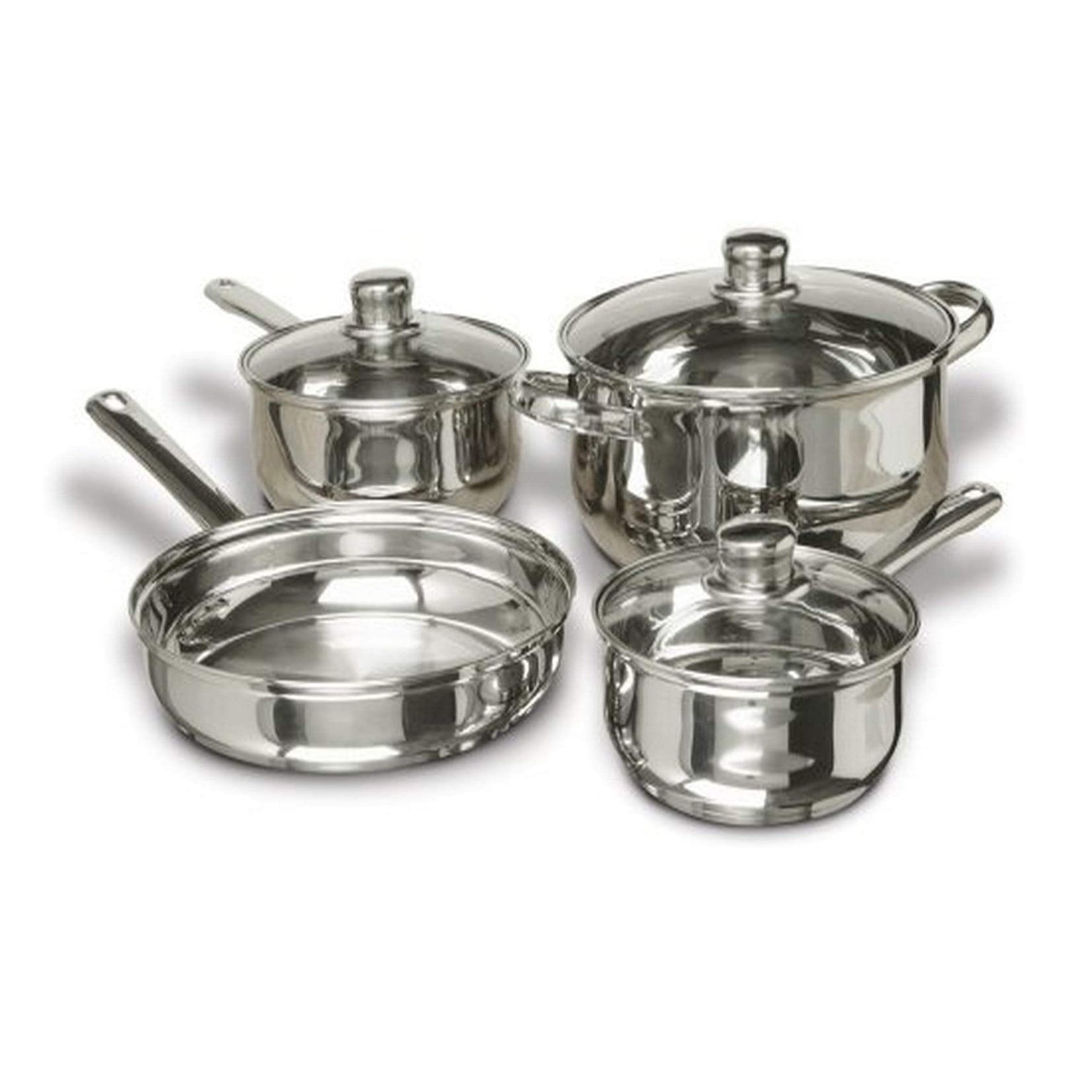 Gibson 7 Pc Carbon Steel Nonstick Pot and Pan Set, Stainless Steel (Open Box) - VMInnovations