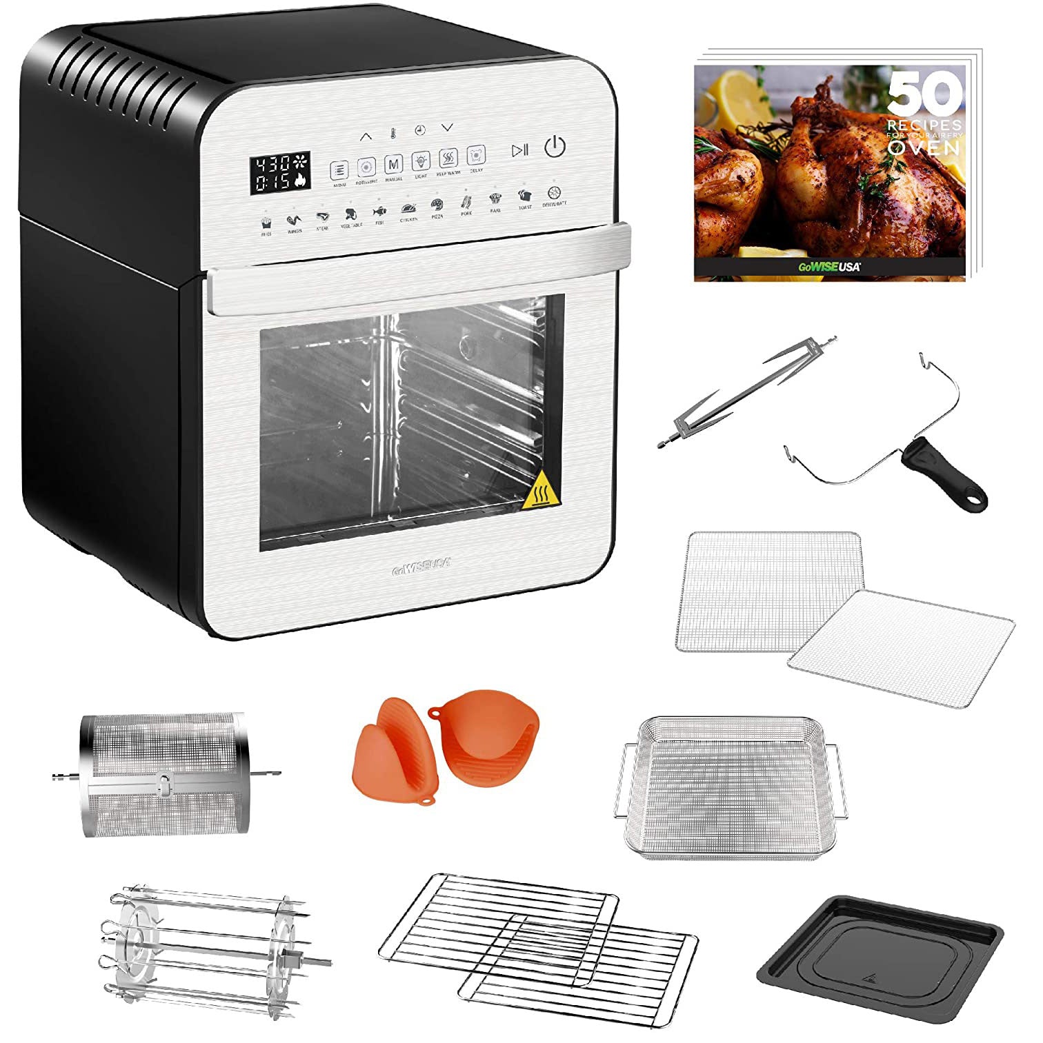 GoWISE 12.7-Quart Electric 15-in-1 Air Fryer and Oven Combo, Silver (For Parts)