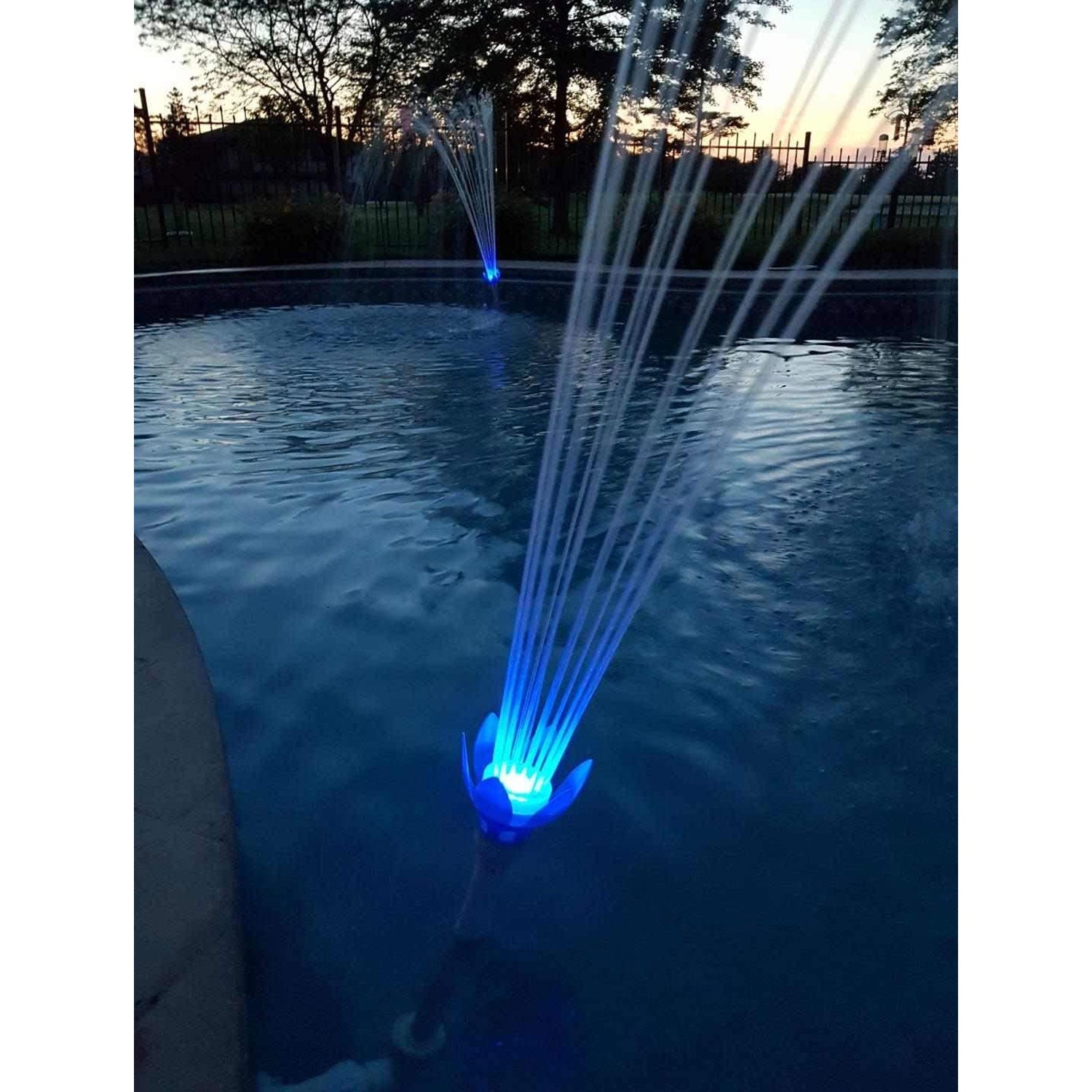 Magic Pool Fountain Sprayer w/ Multicolor LED Bulb + 2 Solid Blue LED Bulbs