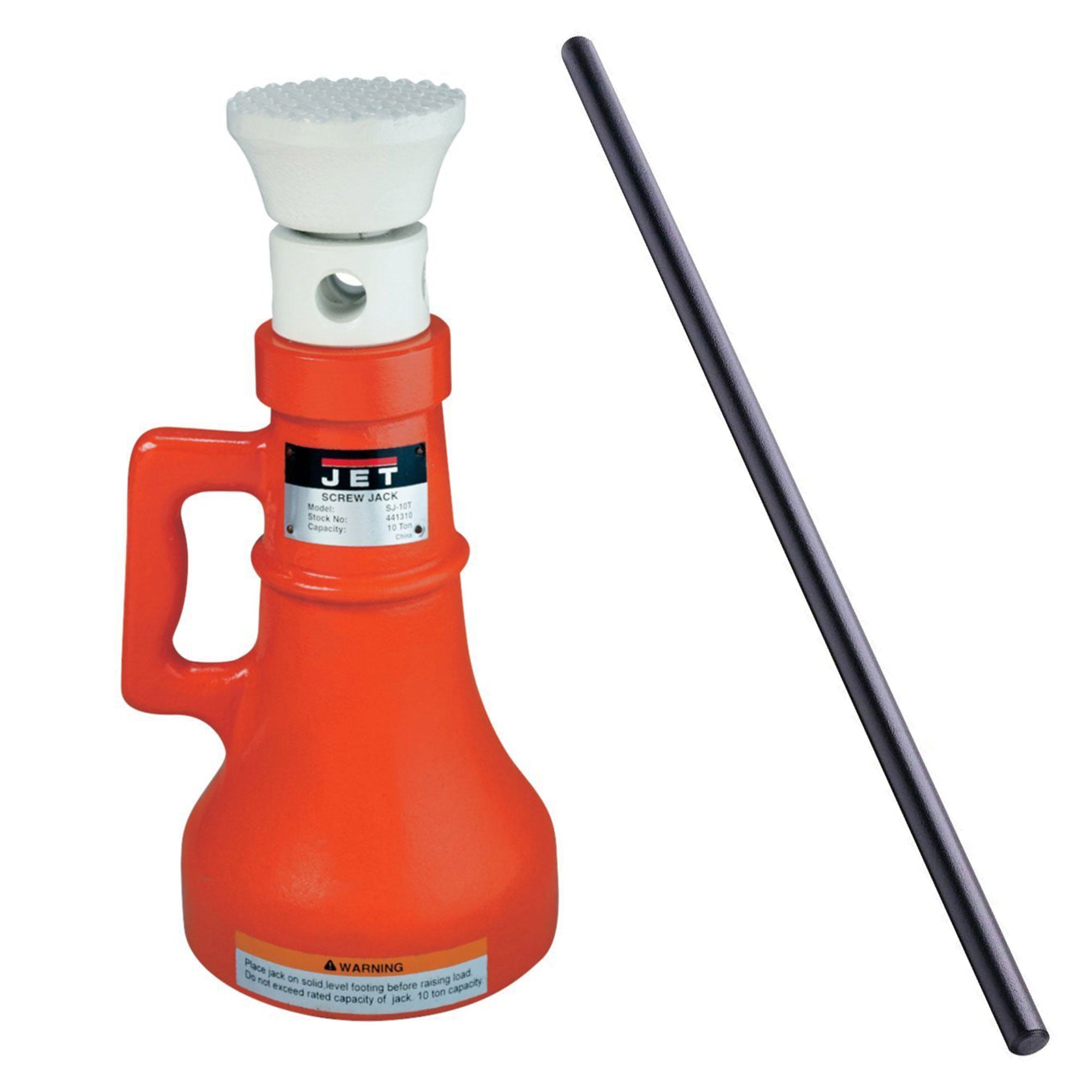 Jet SJ Series 10 Ton Industrial Hydraulic Screw Jack and 5/8 Inch Turning Bar