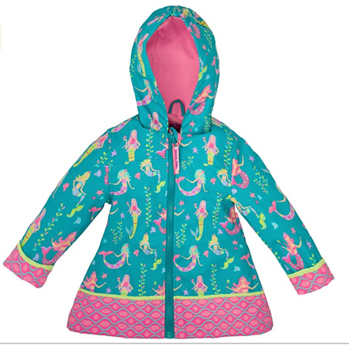 Stephen Joseph Kids Child Girls Blue Mermaid Hooded Rain Coat Jacket, Size 5/6
