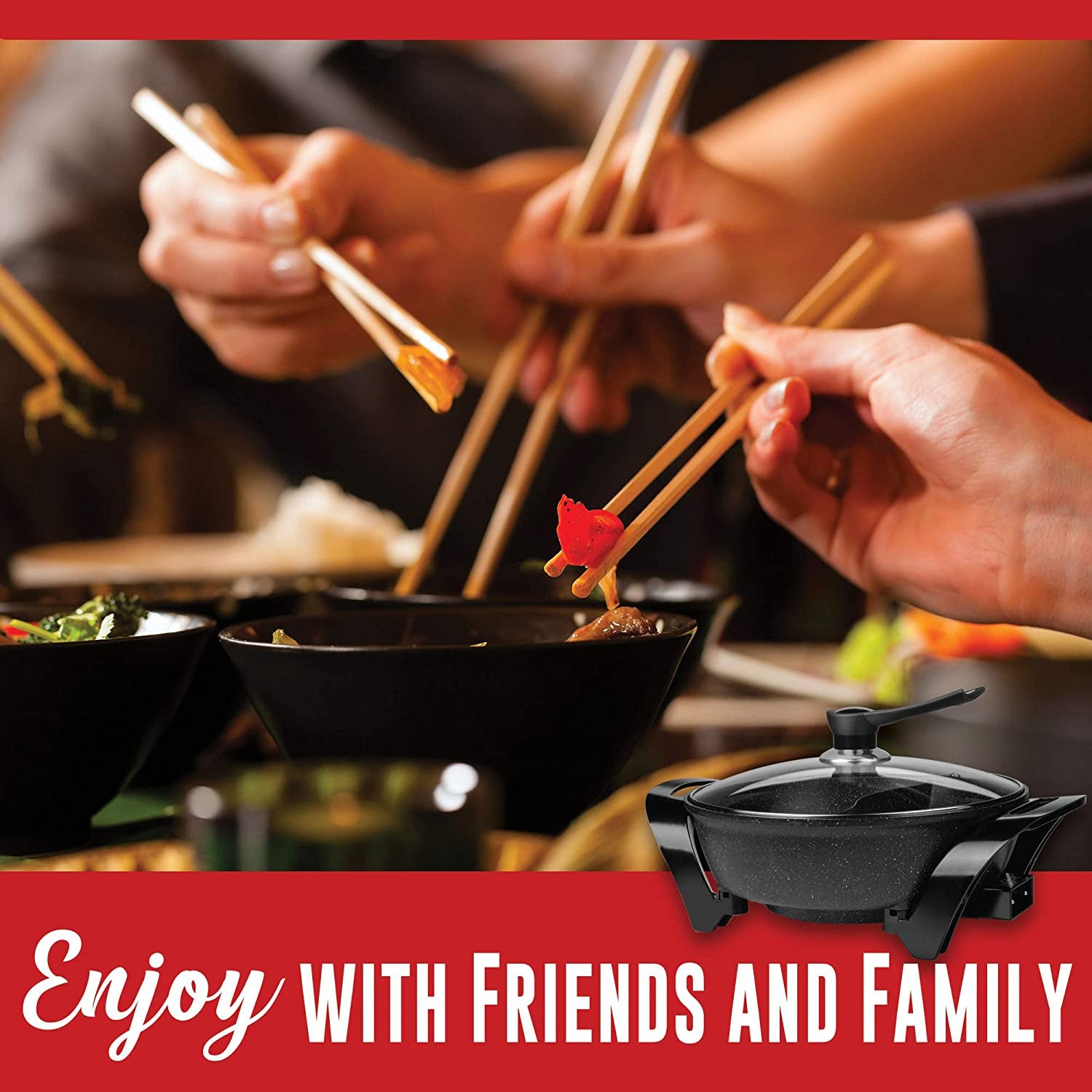 Brentwood Electric 6 Qt Nonstick Japanese Shabu Shabu Hot Pot, Black (Open Box)
