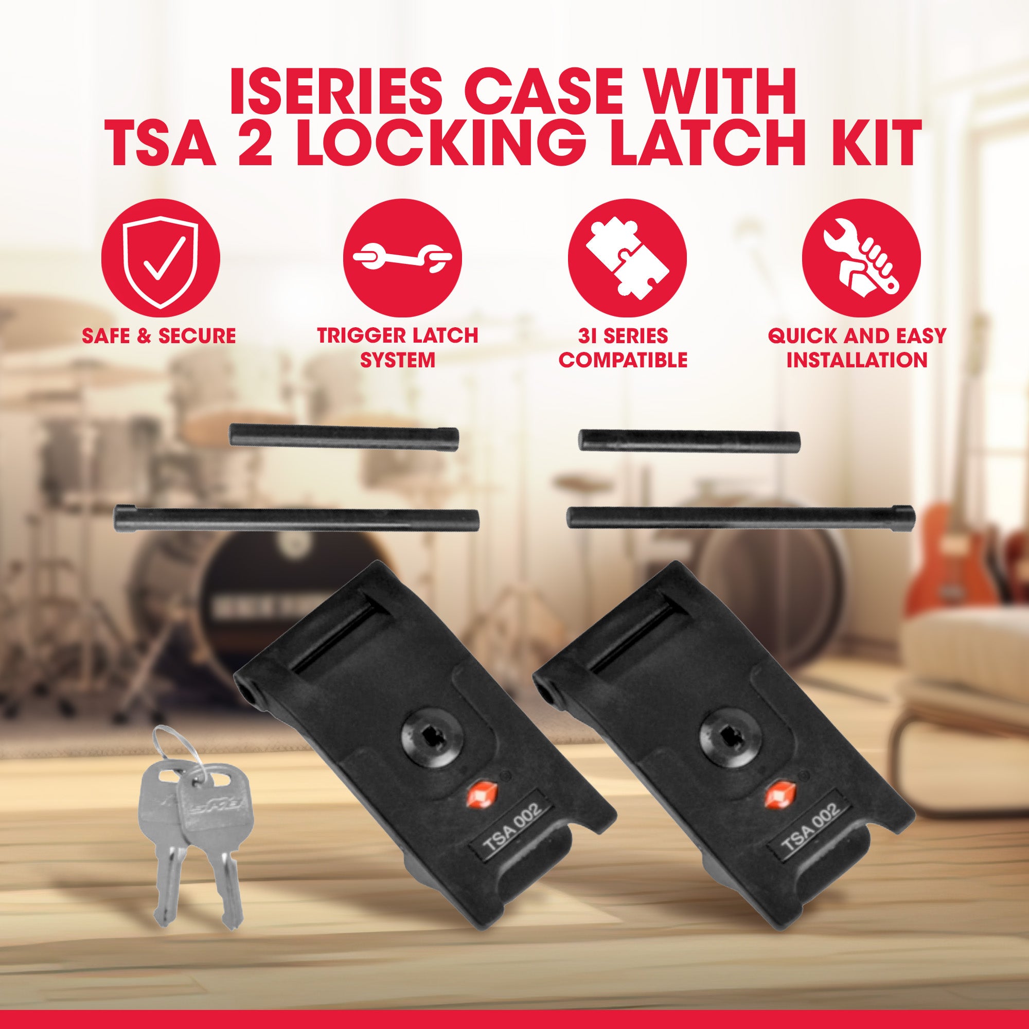 SKB TSA 2 Latch Kit for iSeries Cases, Travel Approved Lock Set with Keys & Pins - VMInnovations