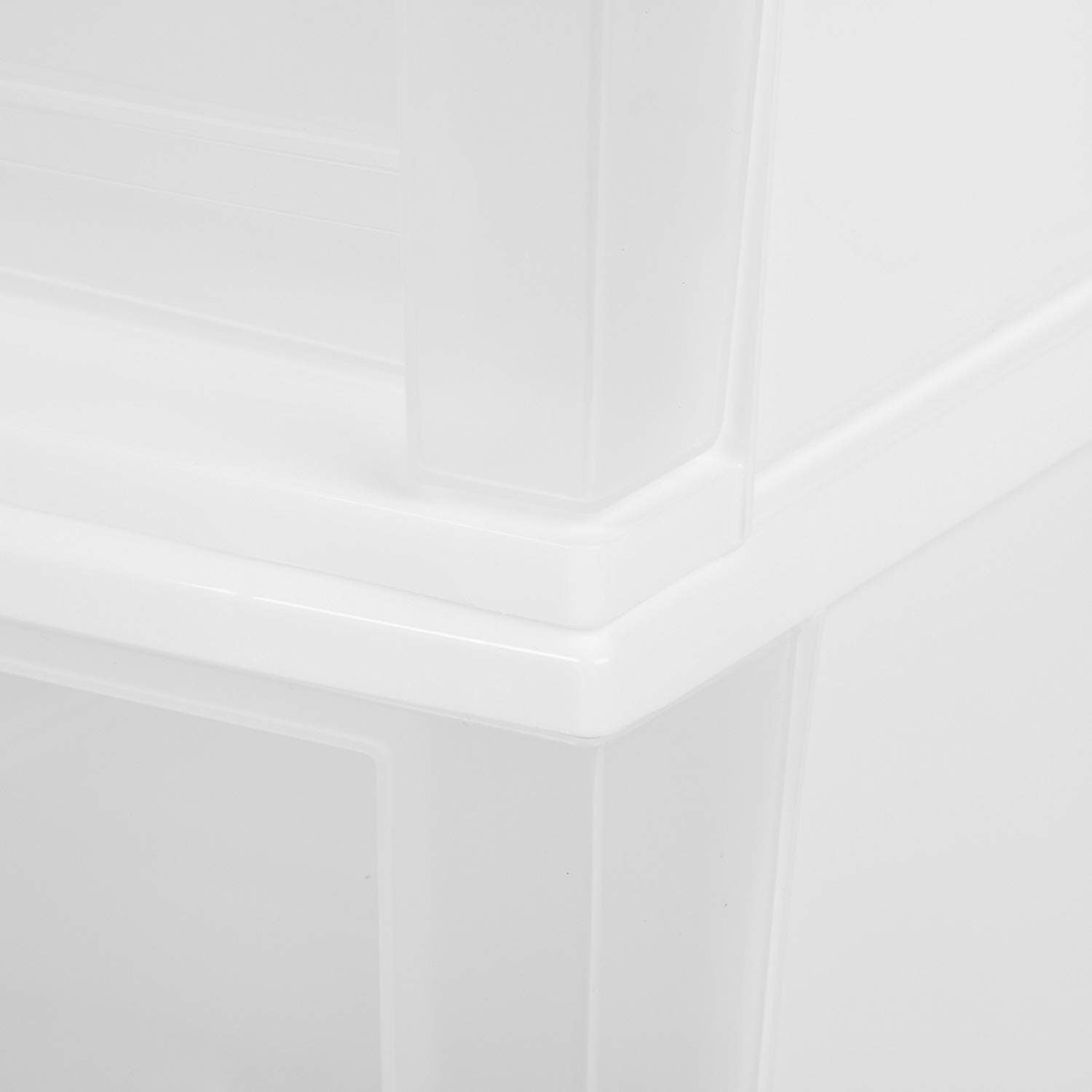 IRIS Medium 32 Qt Stackable Pull Out Clear Front Plastic Drawer, White (2 Pack)