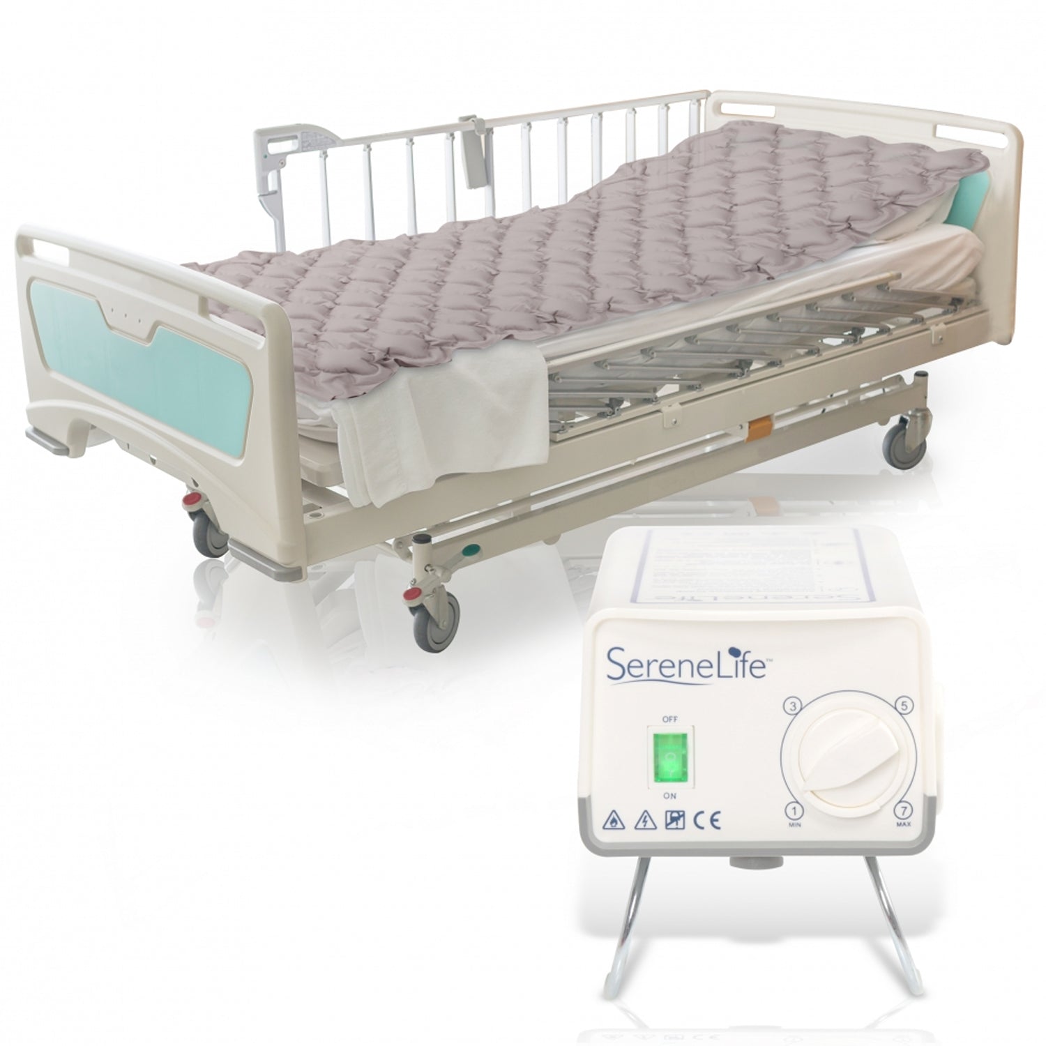 SereneLife Twin Inflatable Hospital Bed Bubble Pad Air Mattress w/ AC Pump(Used) - VMInnovations