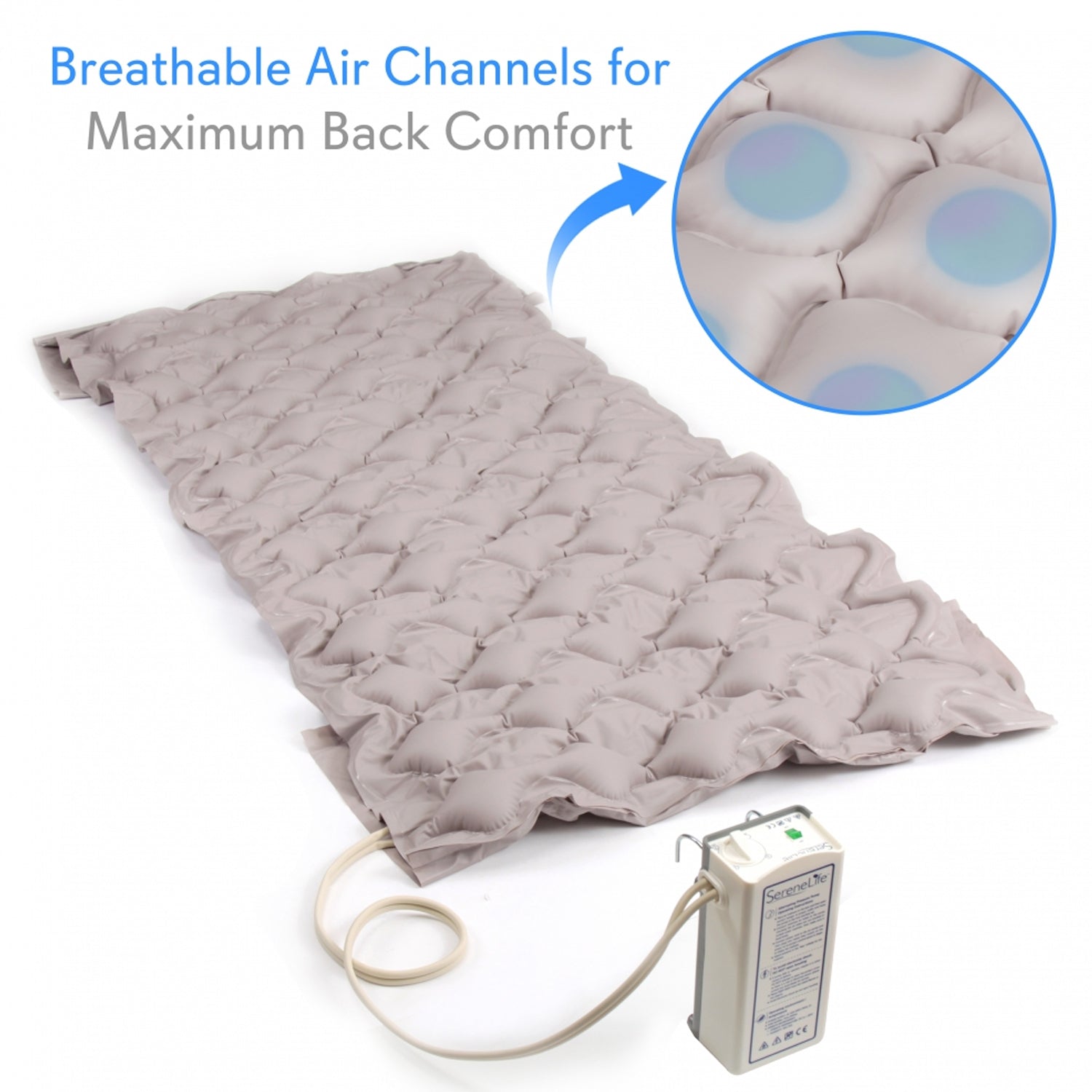 SereneLife Twin Inflatable Hospital Bed Bubble Pad Air Mattress w/ AC Pump(Used) - VMInnovations