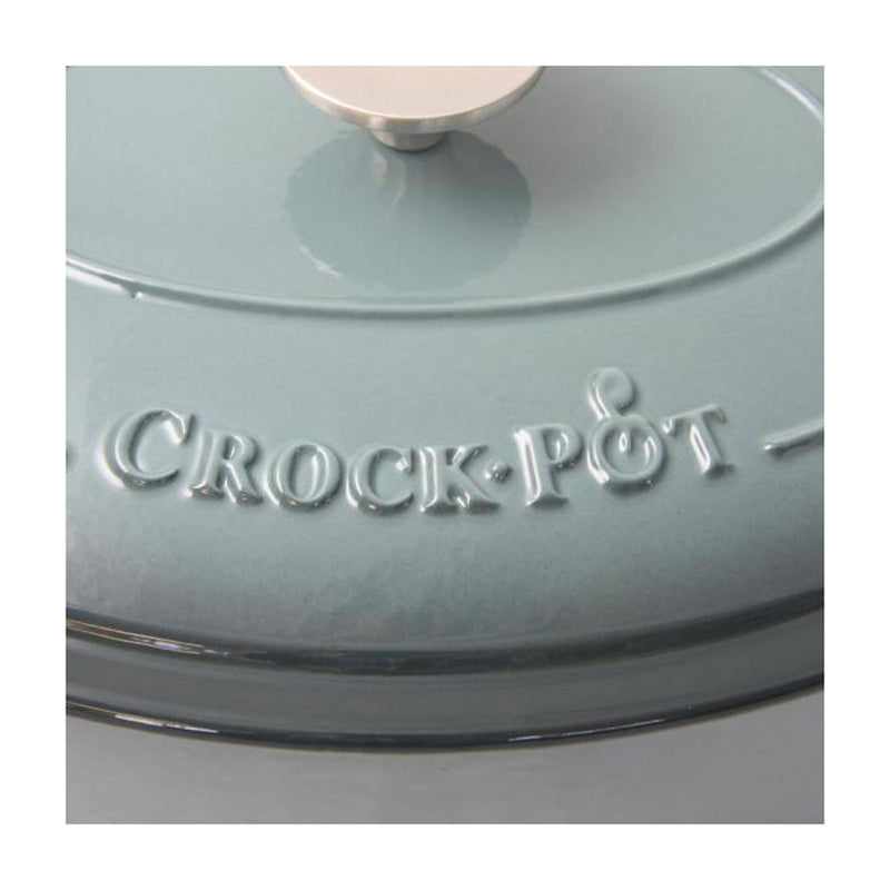 Crock-Pot 7 Quart Oval Enamel Cast Iron Dutch Oven Slow Cooker, Gray (Open Box)