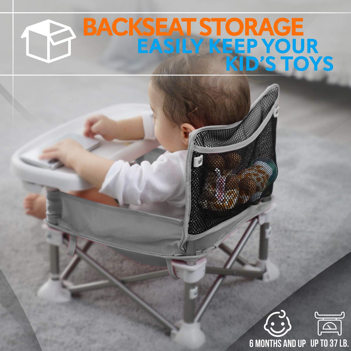 SereneLife SLBS66 Portable Baby Toddler Folding Booster Seat Feeding Chair, Gray - VMInnovations