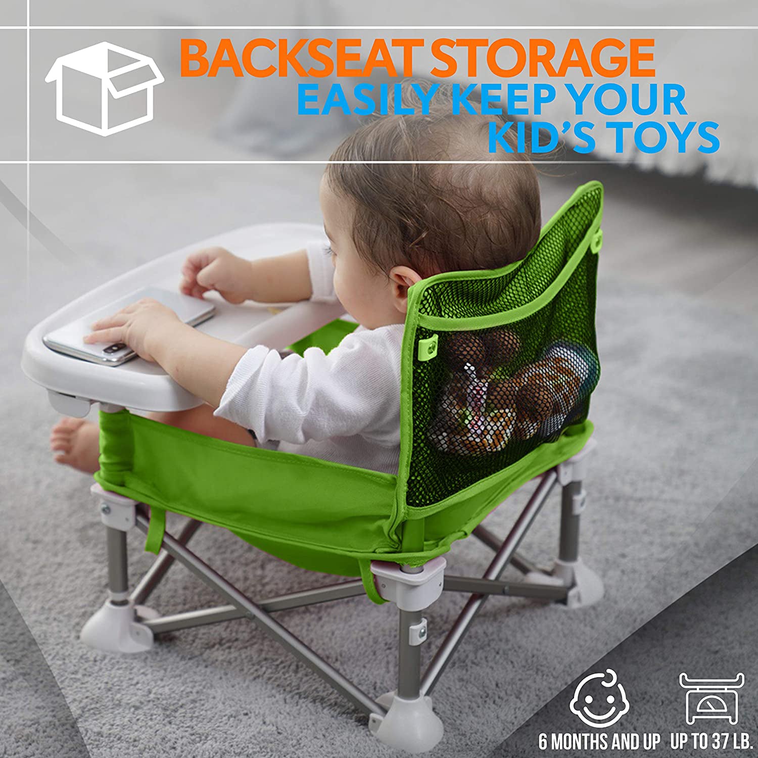 SereneLife Baby Toddler Folding Booster Seat Feeding High Chair Green (Open Box) - VMInnovations