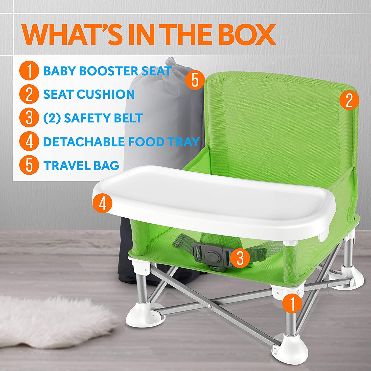 SereneLife Baby Toddler Folding Booster Seat Feeding High Chair Green (Open Box) - VMInnovations