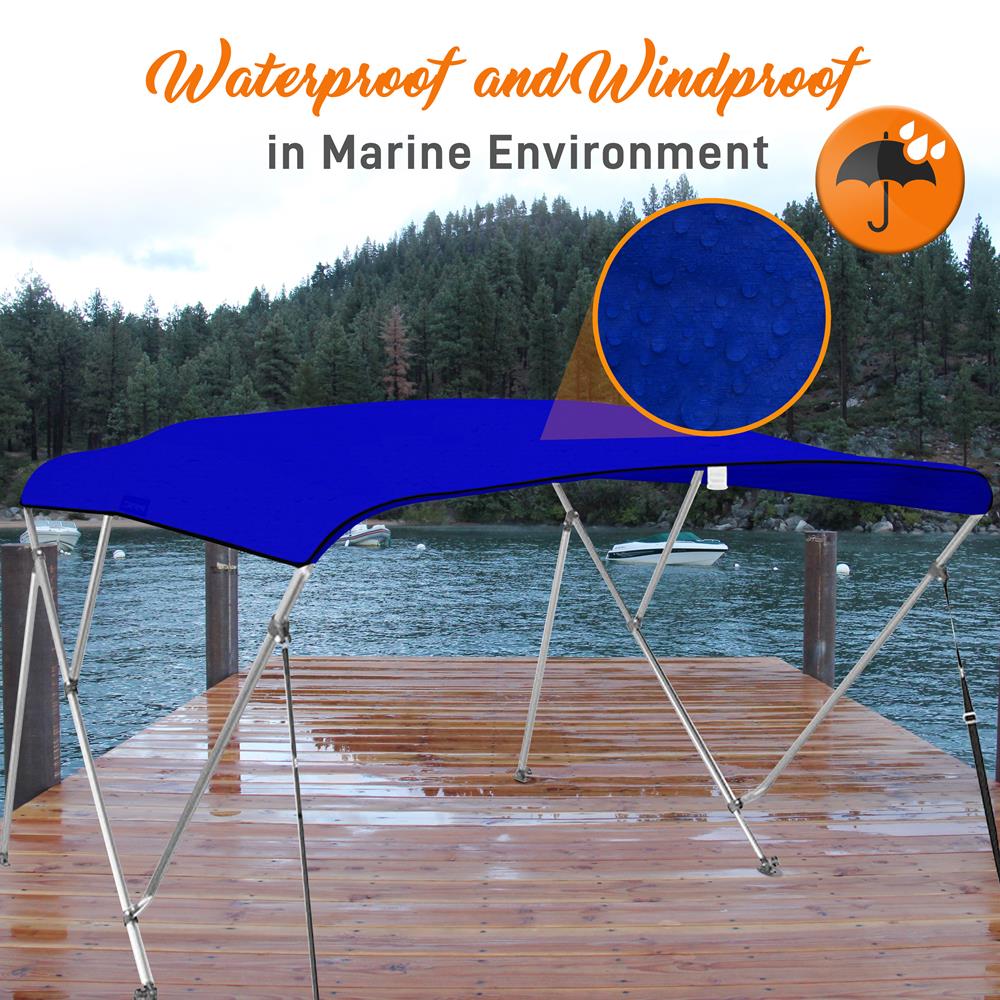 SereneLife 85 to 90 Inch Bimini Top Boat Cover with Double Walled Frame (4 Pack) - VMInnovations