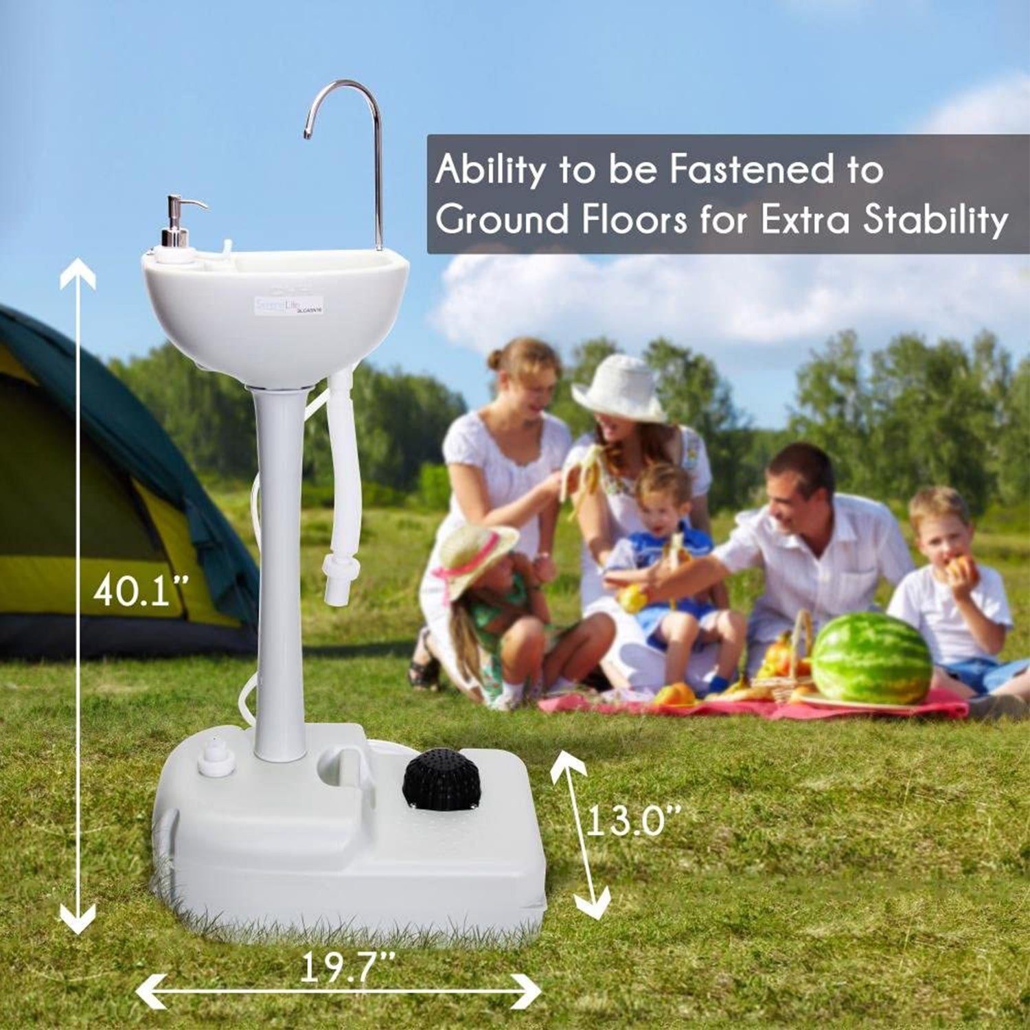 SereneLife Portable Hand Wash Sink Stand Water Faucet Washing Station (Open Box)