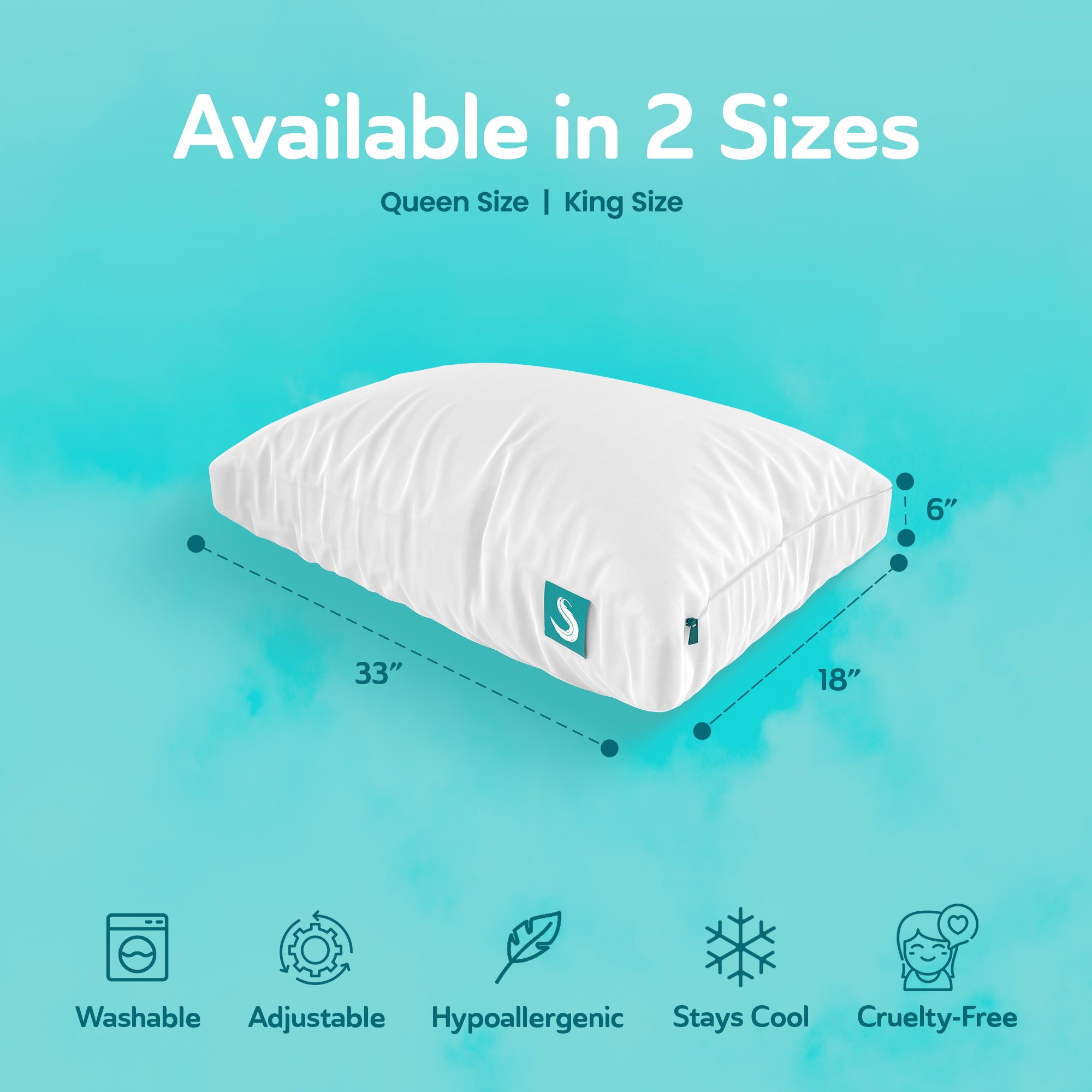 Sleepgram Bed Support Sleeping Pillow with Microfiber Cover, King Size, White