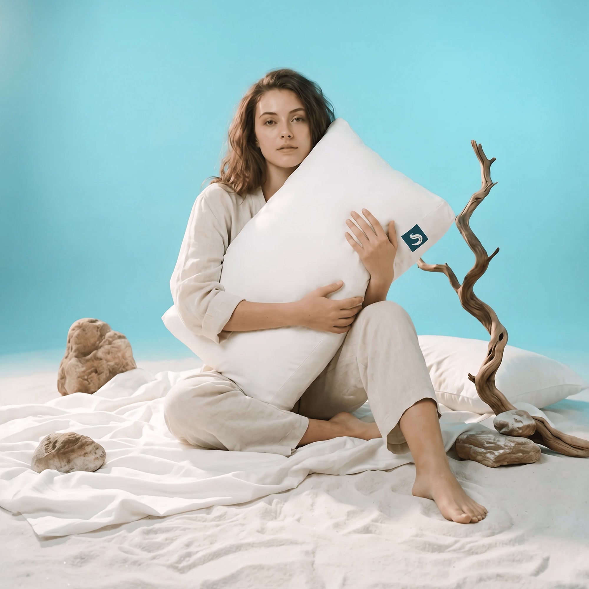 Sleepgram Bed Support Sleeping Pillow with Microfiber Cover, King Size, White