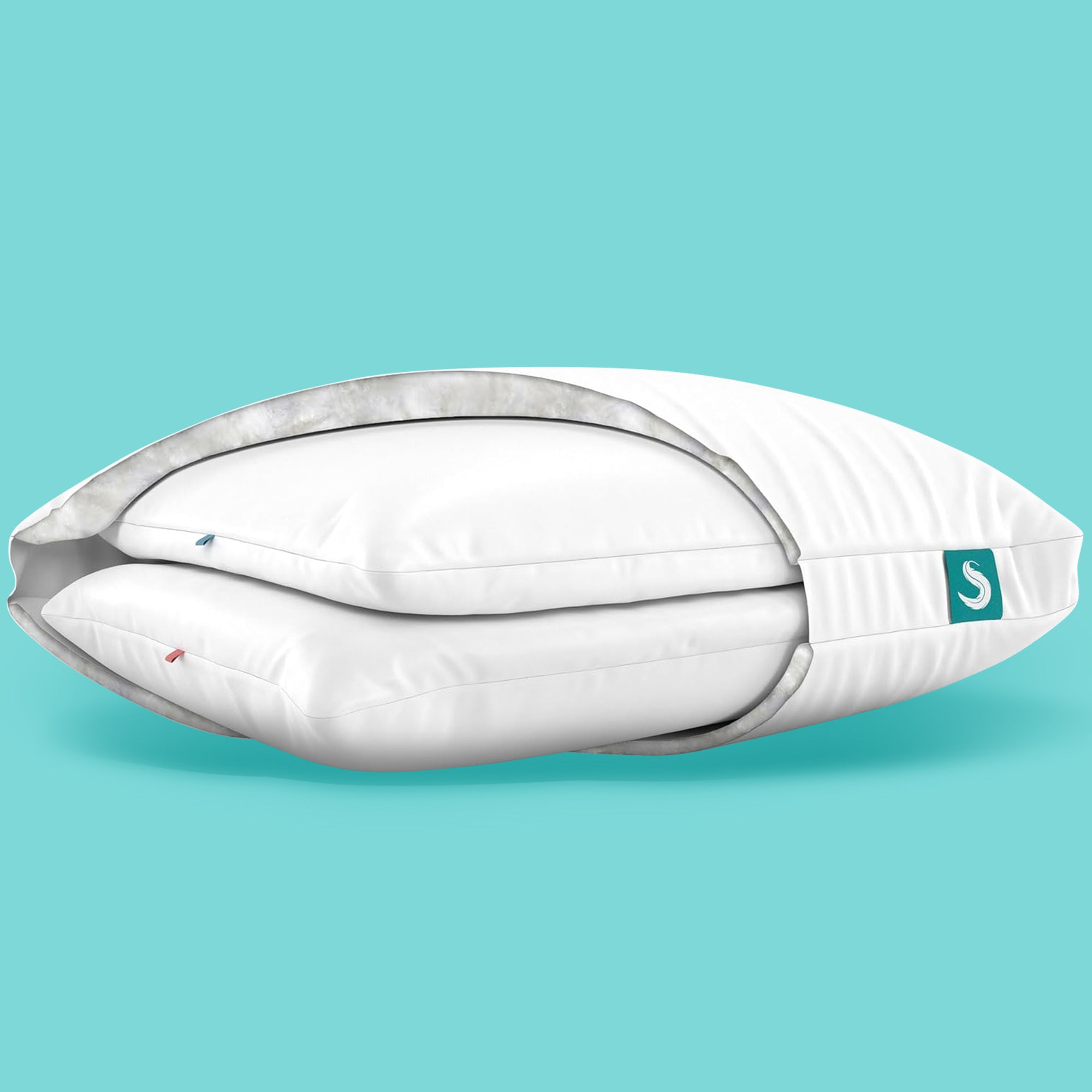 Sleepgram Bed Support Sleeping Pillow with Microfiber Cover, King Size, White