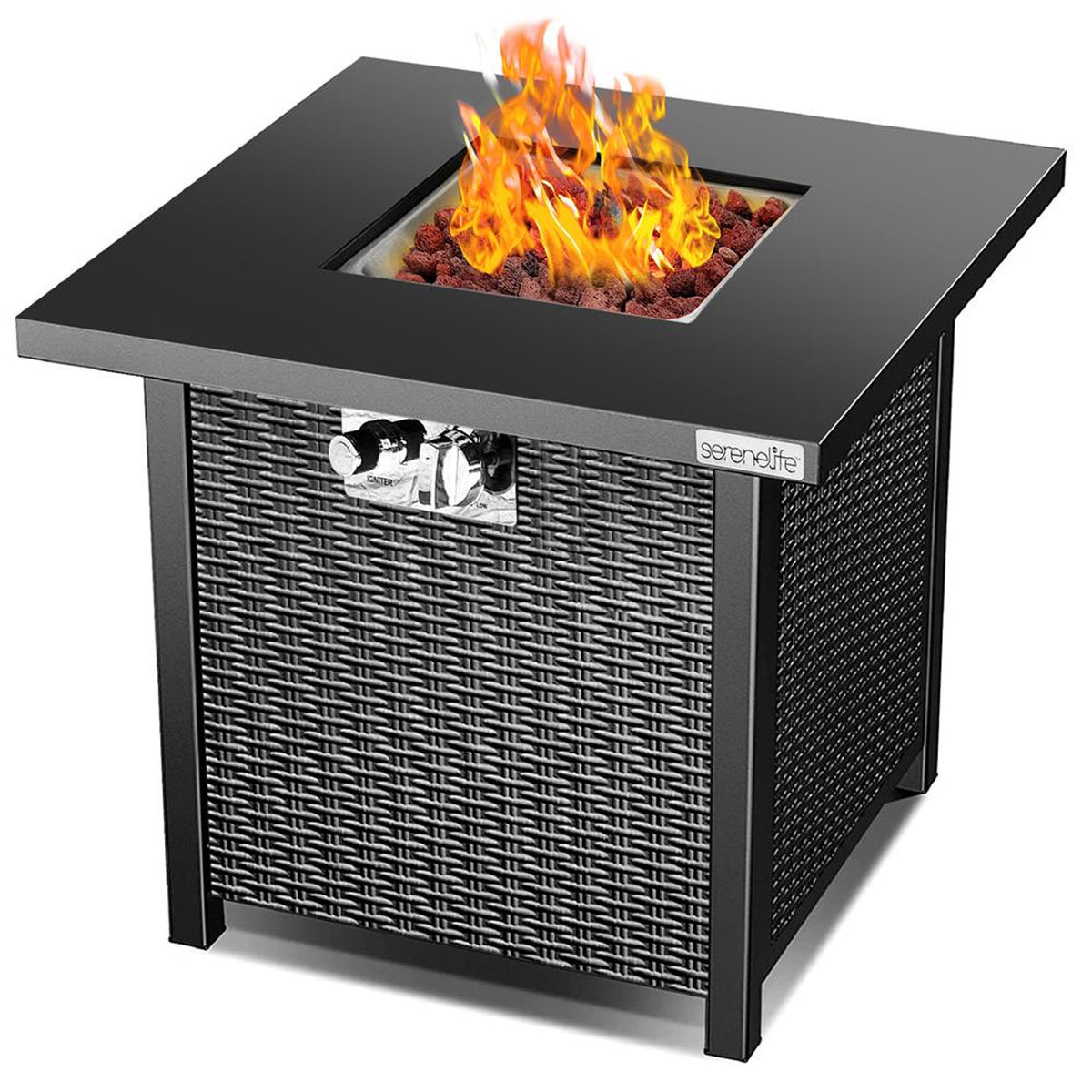 Serene Life SLFPS3 Propane Gas Outdoor Patio Fire Pit Table with Weather Cover