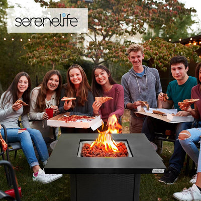 Serene Life SLFPS3 Propane Gas Outdoor Patio Fire Pit Table with Weather Cover
