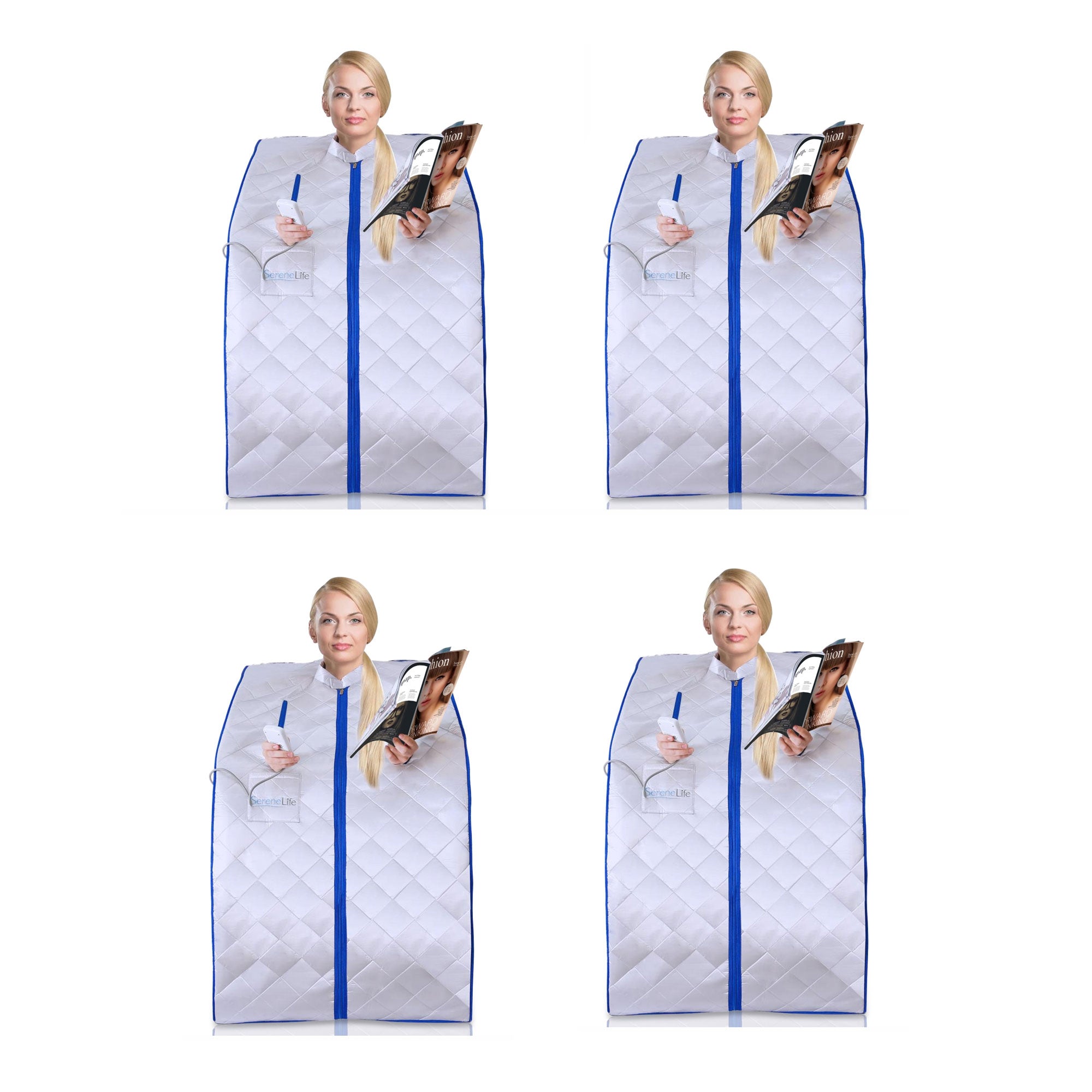 SereneLife Portable Infrared Home Spa Steam Sauna with Foot Heating Pad (4 Pack)