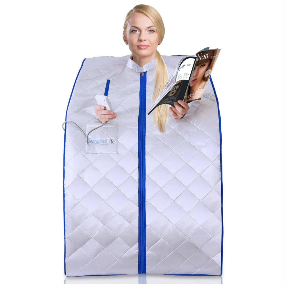 SereneLife Portable Infrared Home Spa Steam Sauna with Foot Heating Pad (2 Pack)