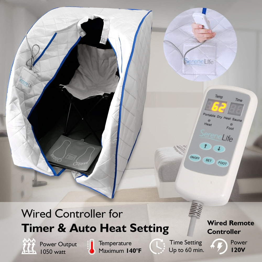 SereneLife Portable Infrared Home Spa Steam Sauna with Foot Heating Pad (2 Pack)