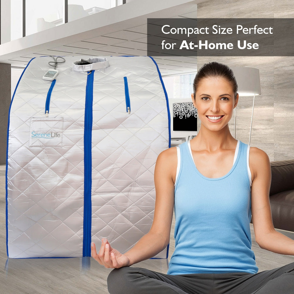 SereneLife Portable Infrared Home Spa Steam Sauna with Foot Heating Pad (2 Pack)