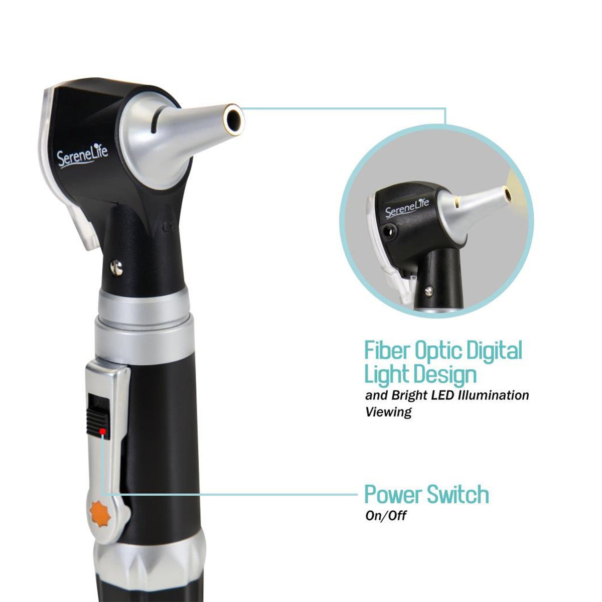 SereneLife Fiber Optic Otoscope Auriscope Ear Inspection Instrument (2 Pack)