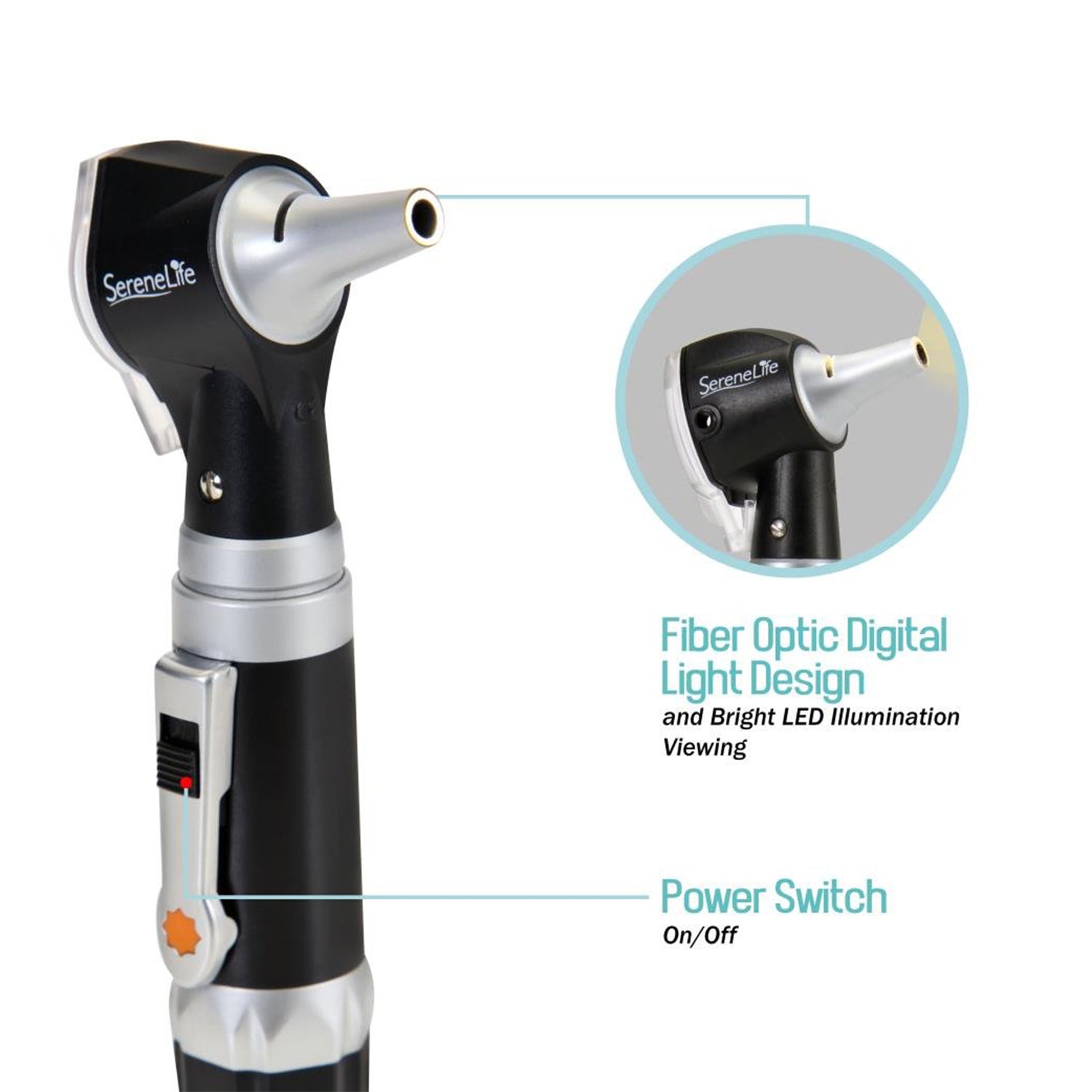 SereneLife Fiber Optic Otoscope Auriscope Ear Inspection Instrument (2 Pack)