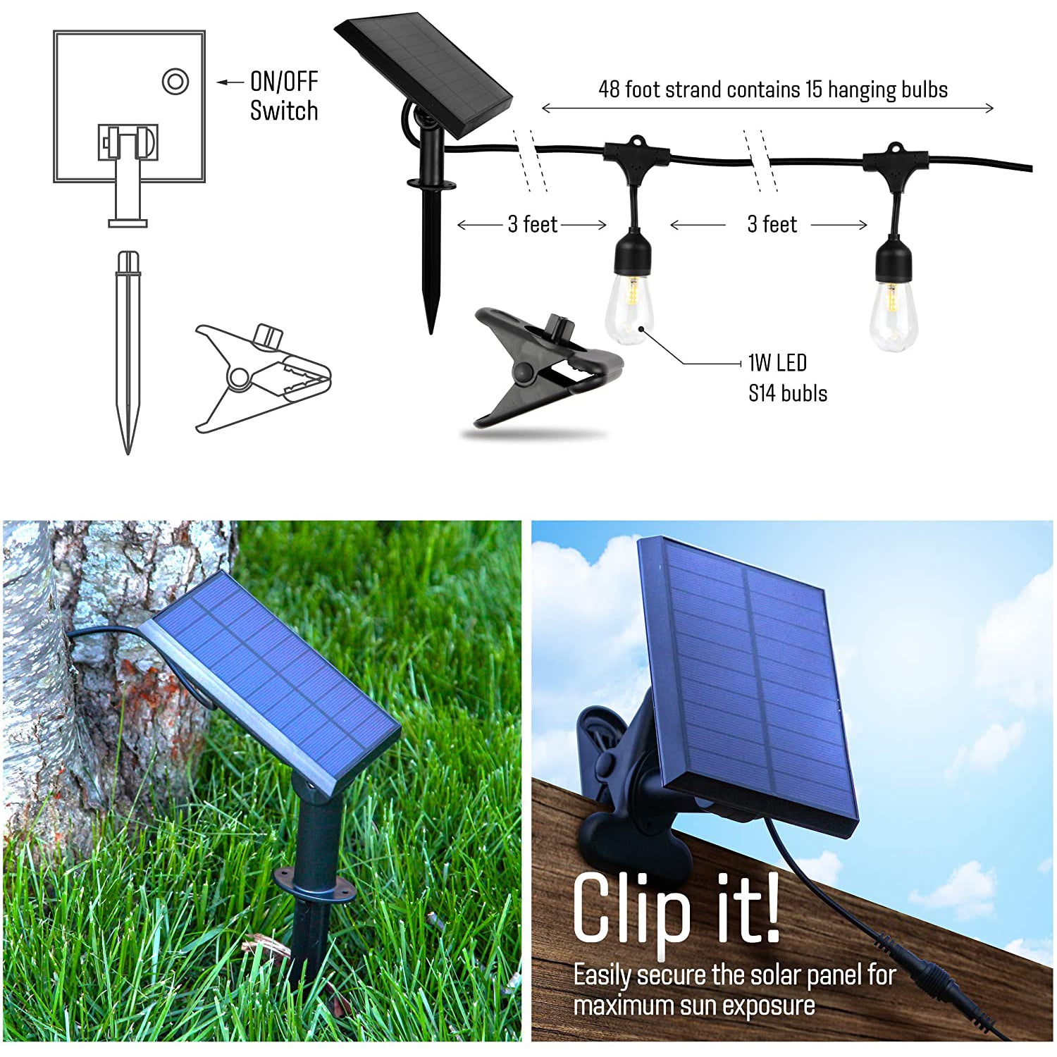 Brightech 48-Ft Weatherproof Solar Powered LED Outdoor String Lights (Used) - VMInnovations