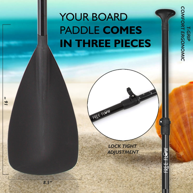 SereneLife 11 Foot Free Flow Inflatable SUP Stand Up Paddle Board Kit (4 Pack)