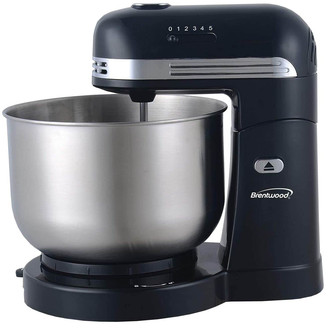 Brentwood 5-Speed Stand Mixer with 3 Quart Stainless Steel Mixing Bowl, Black